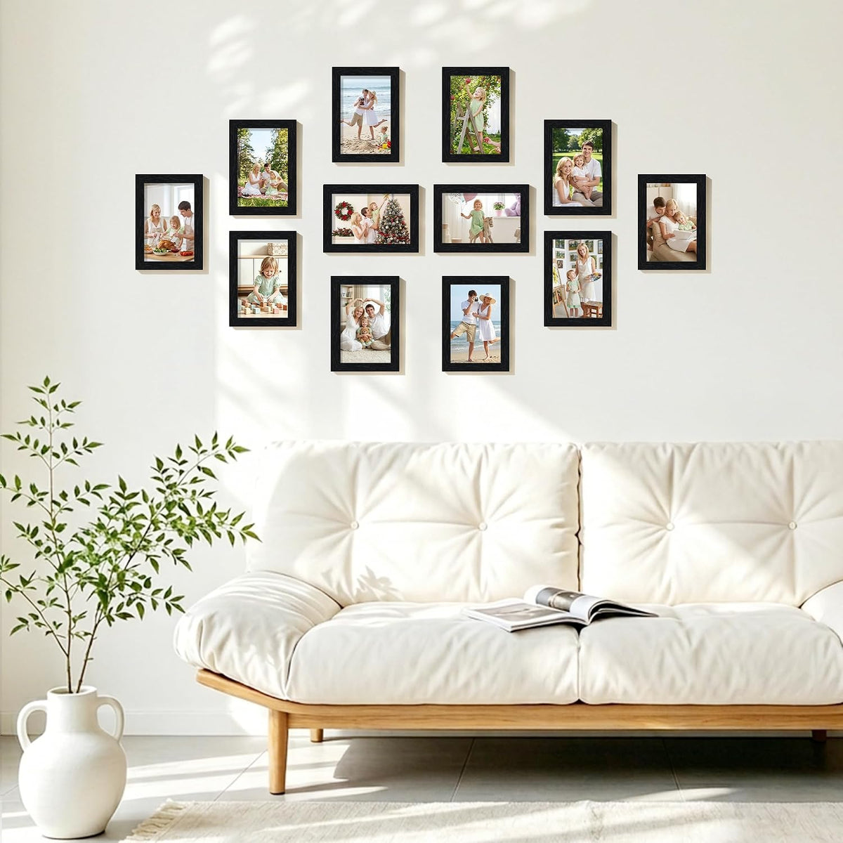 Wiscet 4x6 Picture Frame Set of 16, Black Woodgrain | Photo Frame with HD Plexiglass, for Wall or Tabletop Display