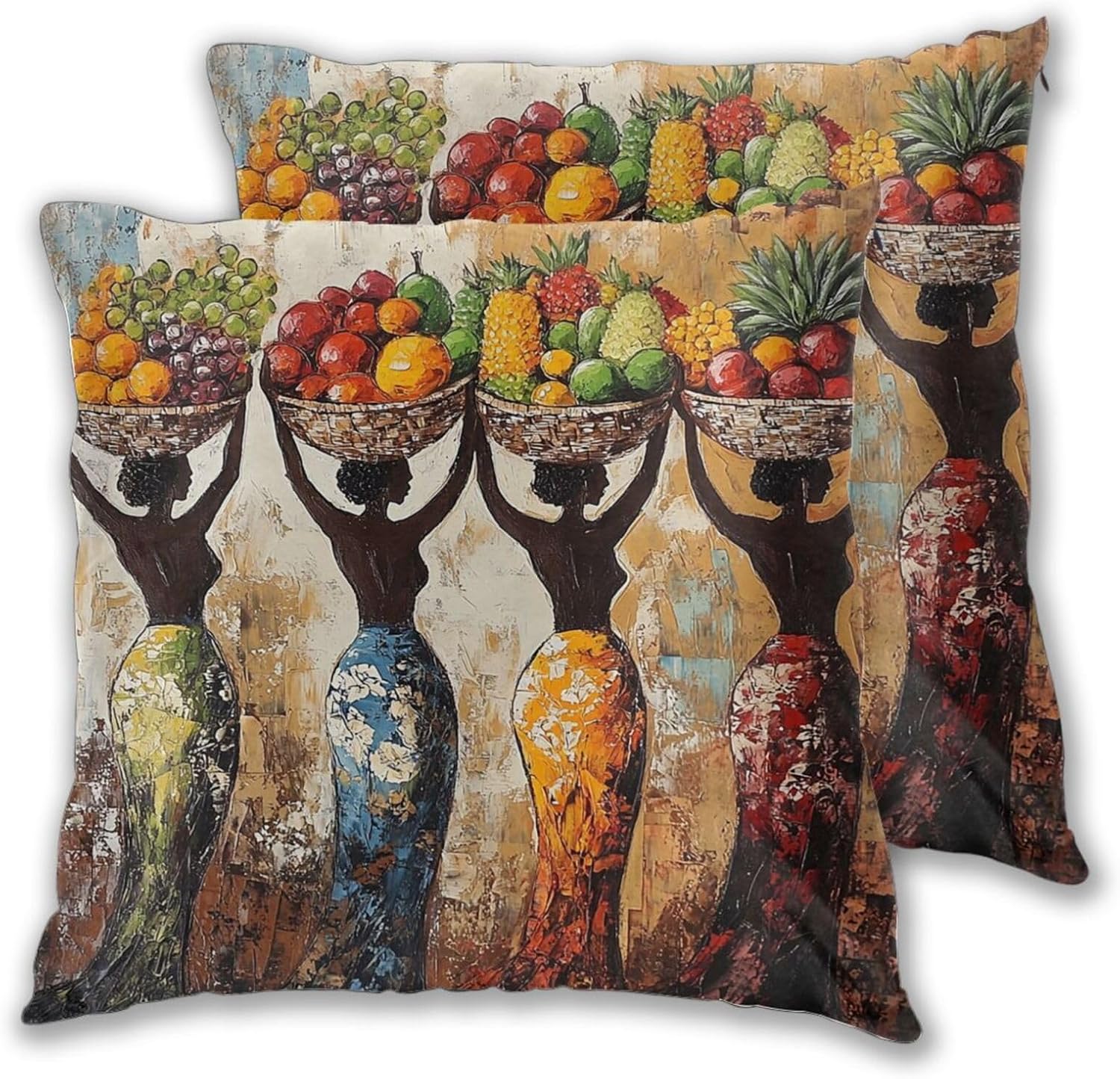 Throw Pillow Covers Pillow Cases Decoration Cushion Cover / African Women / 18 x 18 / Set of 2