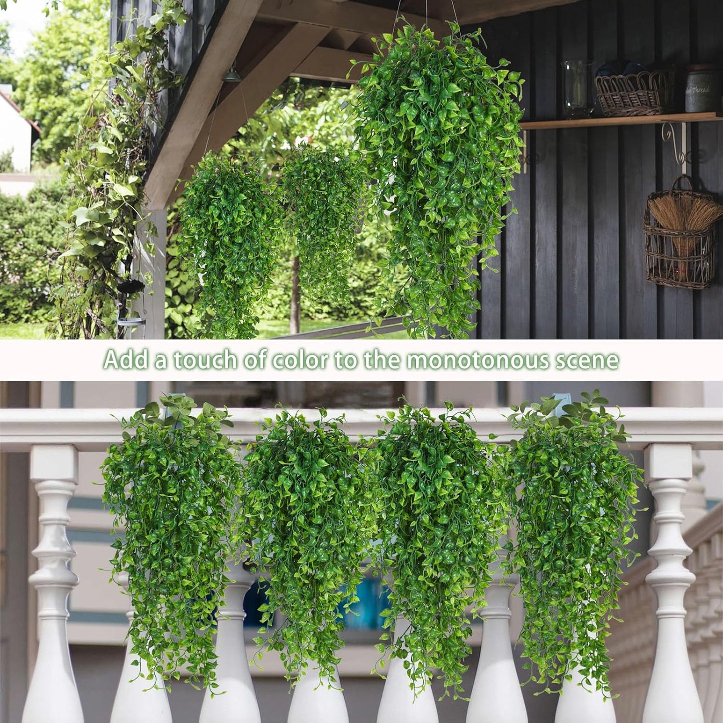 Artificial Fake Wall Plant Faux Eucalyptus Leaves Ivy Swag UV / Hanging Plants / 33 Inch / Set of 4