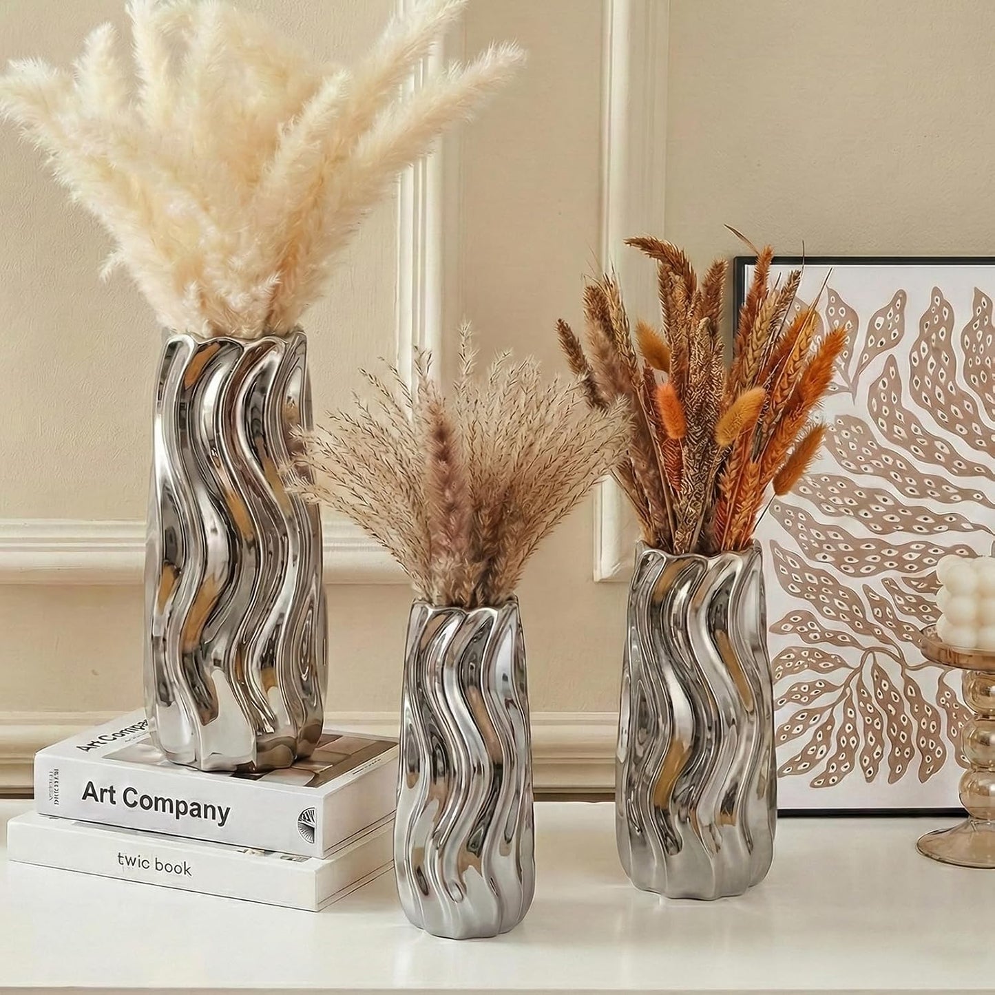 9.5" Ceramic Vase / Silver / Medium
