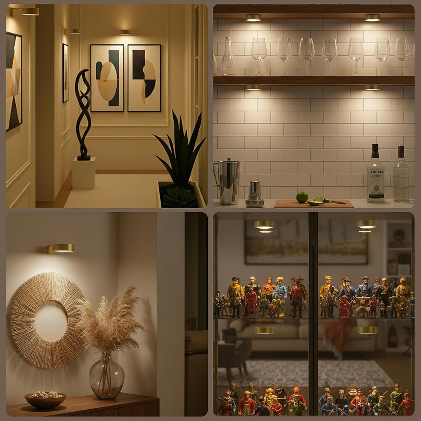 Picture Lights for Wall, Rechargeable Battery Wireless Poster Lights, Gold | LED Magnetic Painting Light with Remote