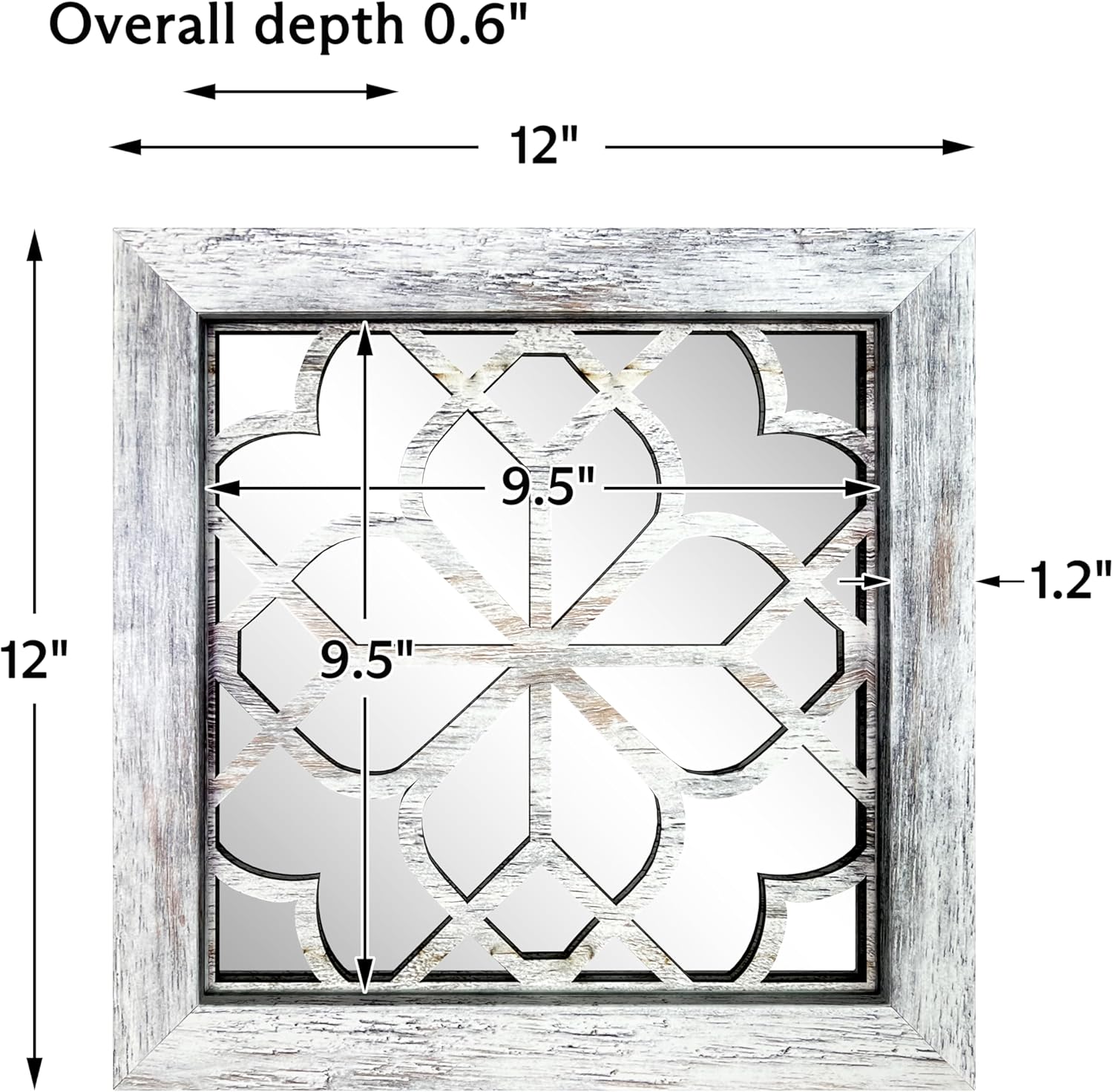 Boho Wall Mirror Decor / Grey / 12*12in / 12 x 12 / Set of 2