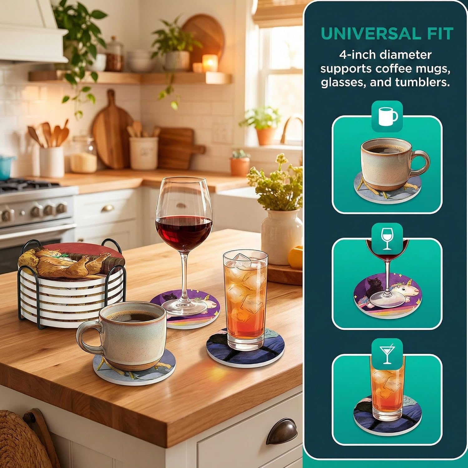 Iron Holder / Coasters Absorbent Ceramic / Set of 6