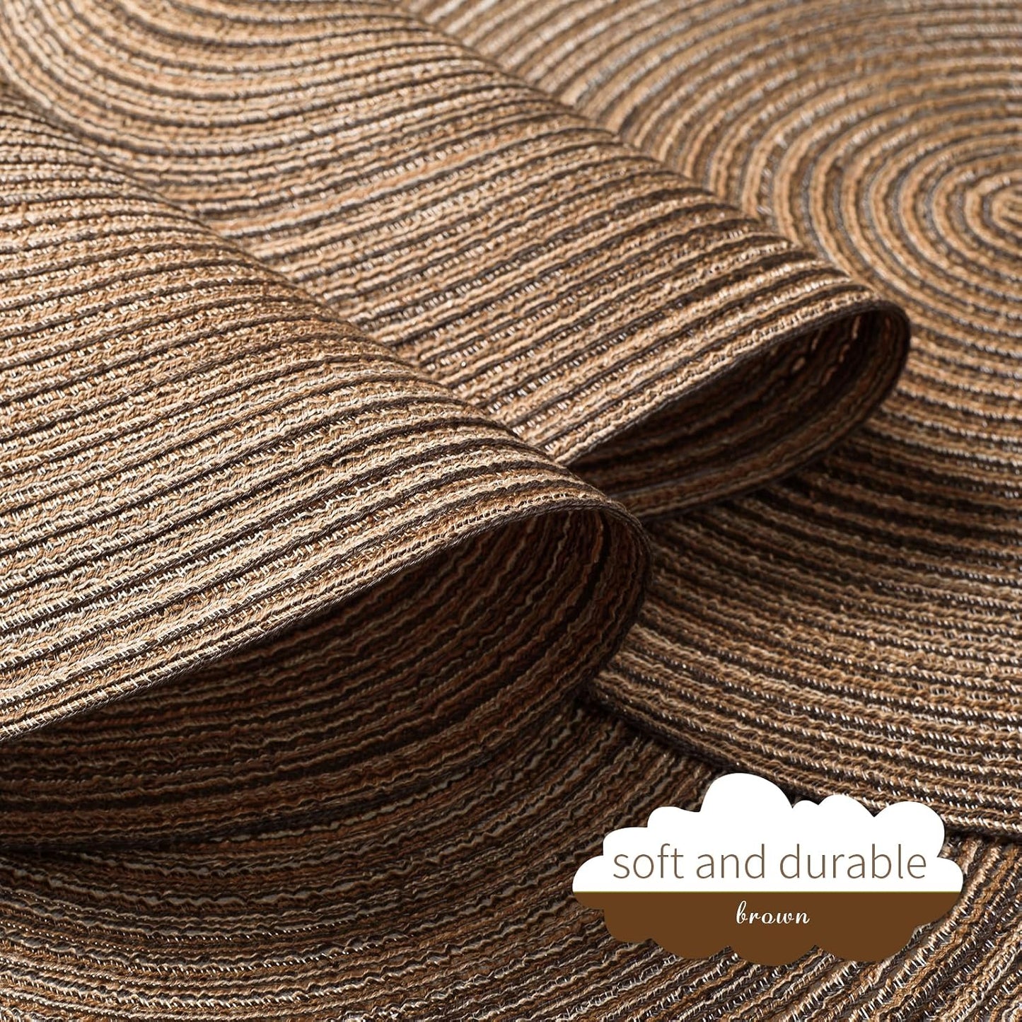 FunWheat Round Braided Placemats Set of 8 Place mats for Dining Tables Woven Heat Resistant Table Mats 15 inch for Fall