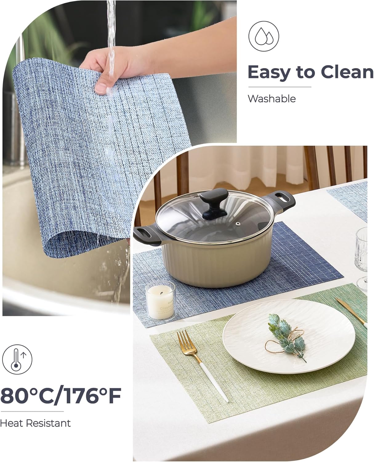 Gradient Blue Woven Placemats / D1- Gradient Blue / Set of 8