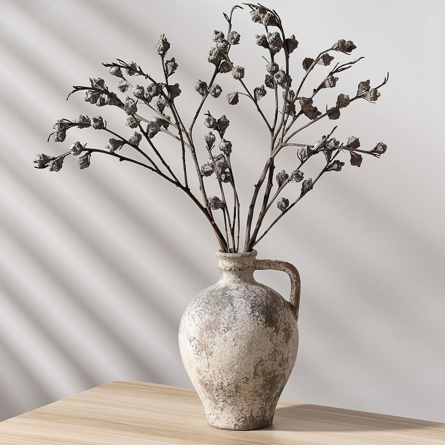 Rustic Vase / Antique Ceramic Vase / Gray- 8.3 / 8.3 Inch