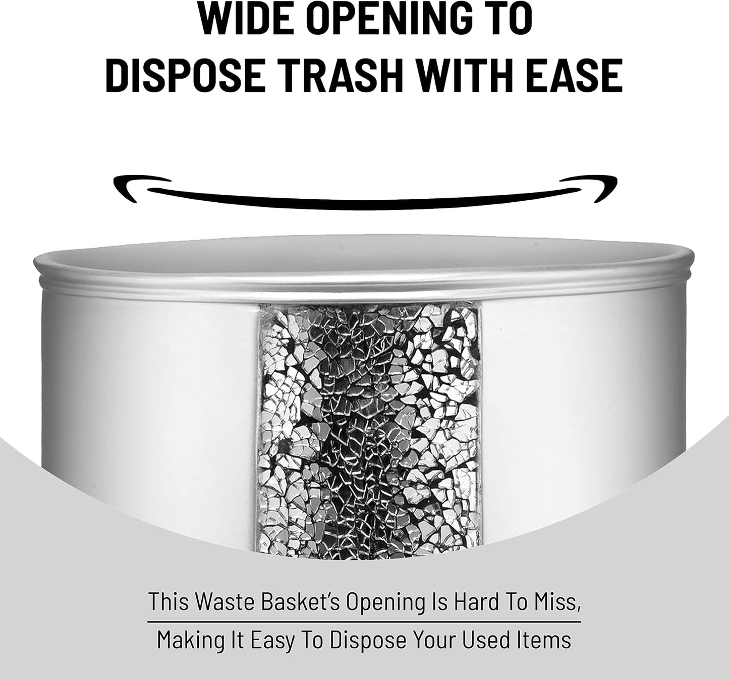 Zahari Home 2pc Sinatra Silver Modern Bath Accessories Set Waste Basket & Tissue Box Modern Classic Contemporary