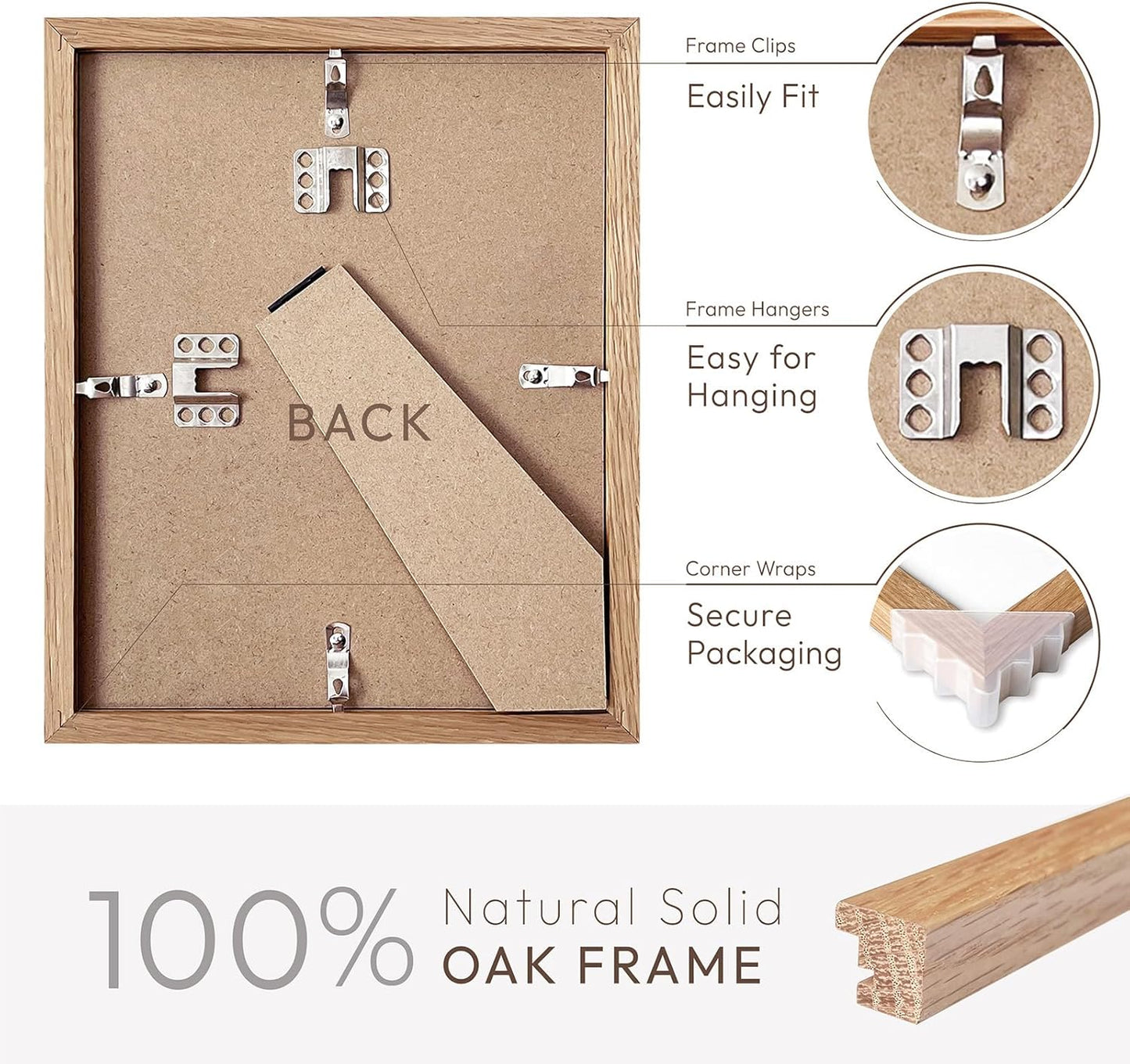 Solid Oak Wood Photo Frame / 8 x 10 / In - 1P / Natural Oak
