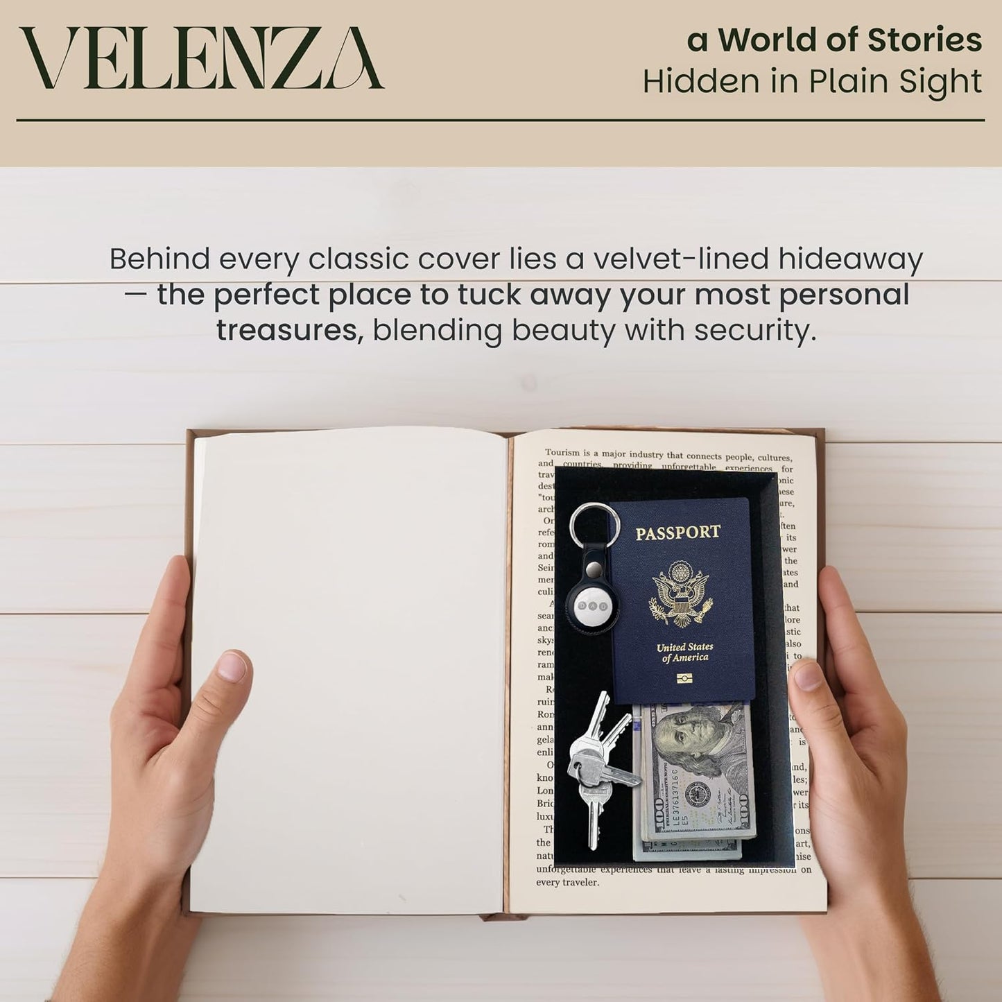 Velvet-Lined Faux Book Storage Box Set for Keepsakes / 3-pack / Set of 3