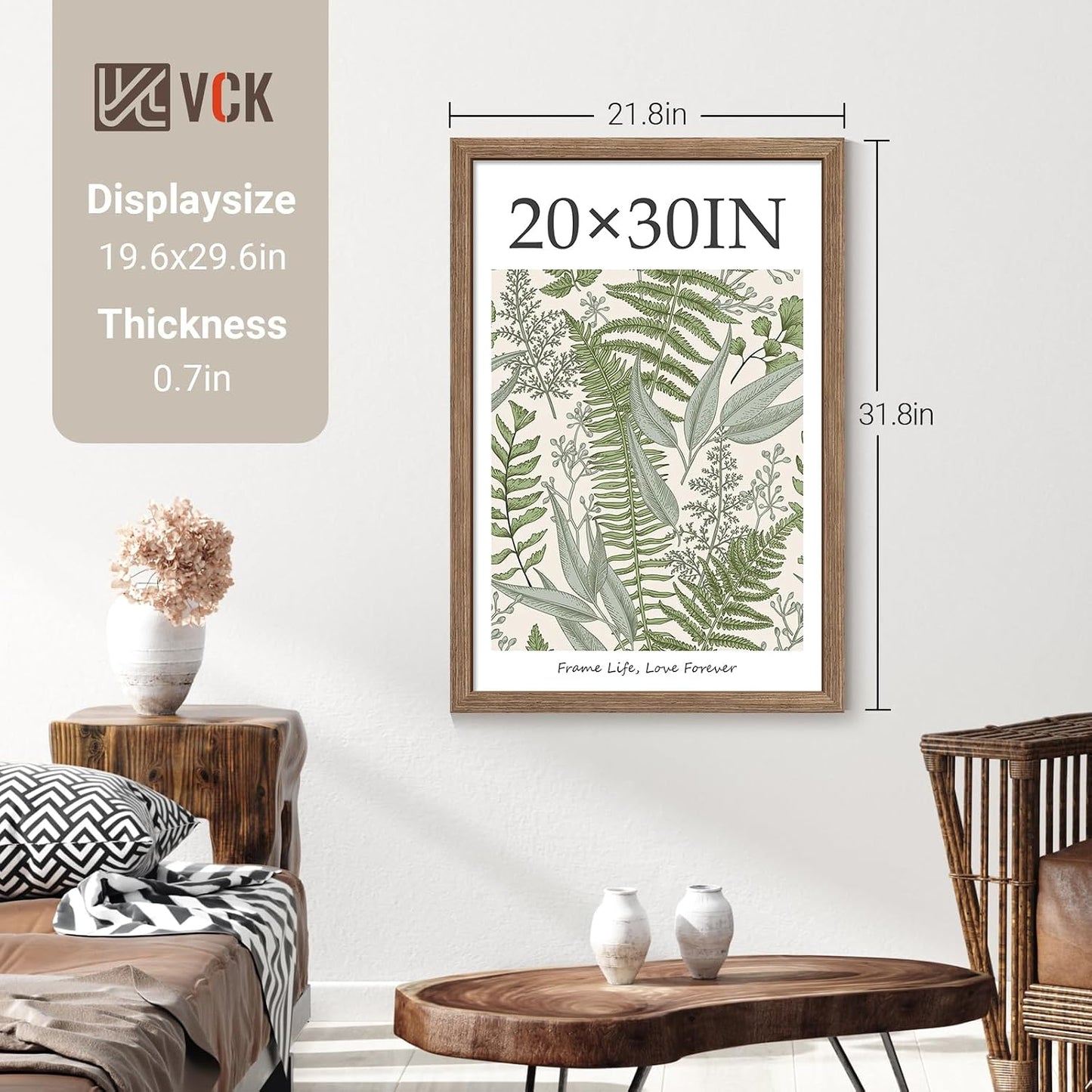 VCK 20x30 Frame Walnut 4 Pack, Wide Thick Wood Border, for Poster/Print | Exclusive Woodgrain, Wall Hanging, HD