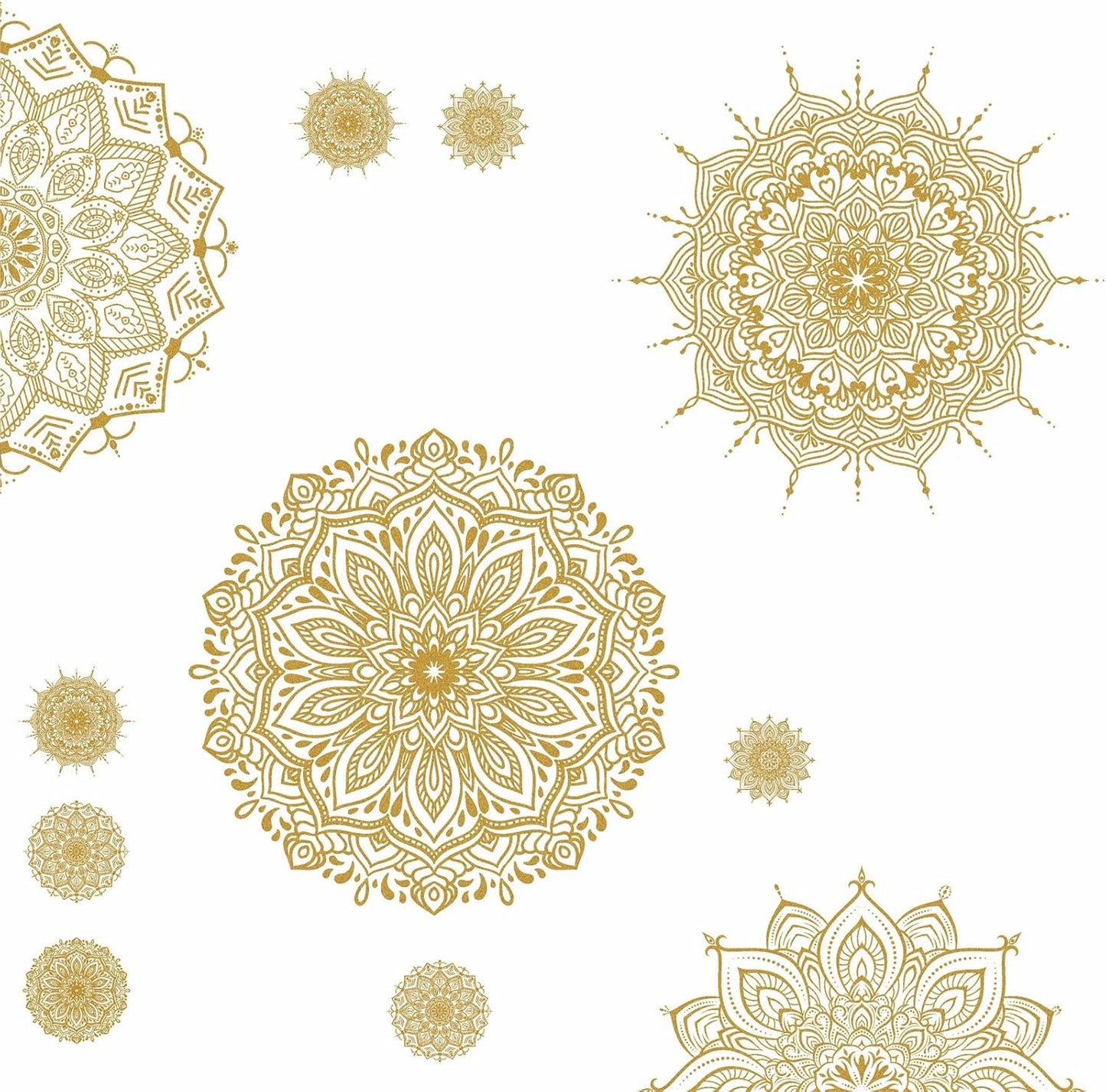 Mandala Wall Art Gold Mandala Wall Decal Peel and Stick Lotus Flower Vinyl Stickers / Gold-b