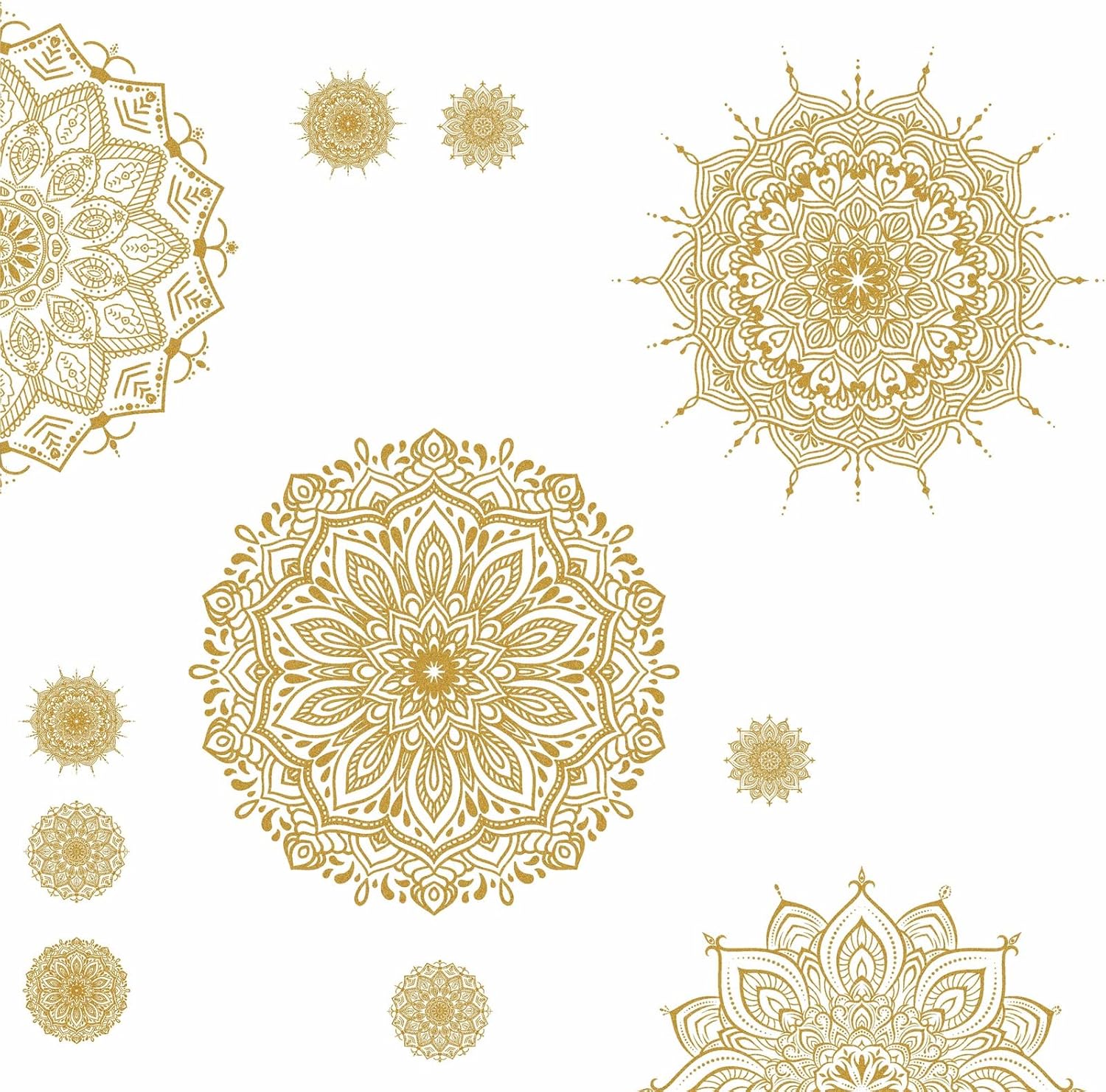 Mandala Wall Art Gold Mandala Wall Decal Peel and Stick Lotus Flower Vinyl Stickers / Gold-b