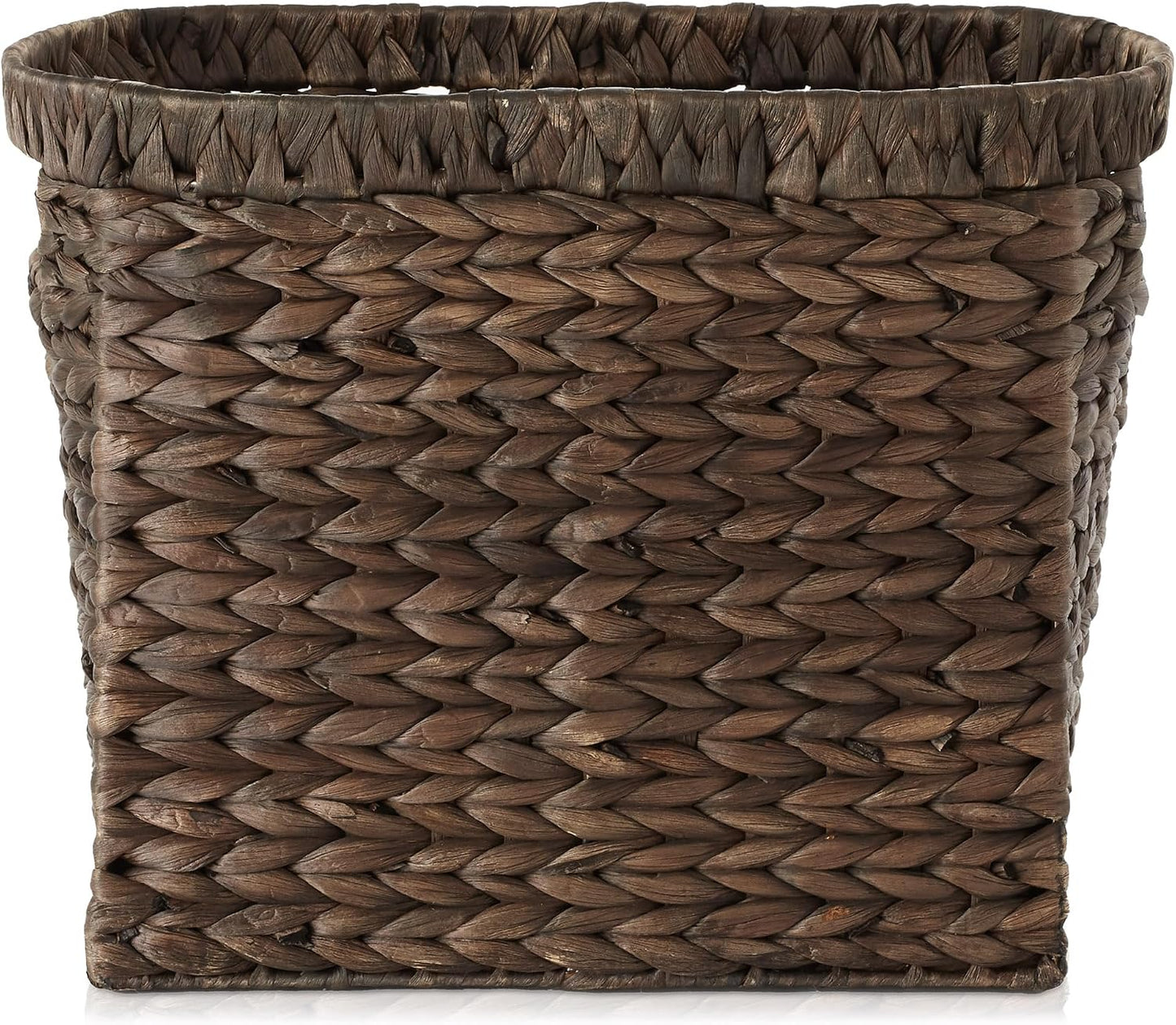 Casafield Woven Magazine Holder with Handles, Espresso Dark Brown - Water Hyacinth Storage Basket for Bathroom, Living
