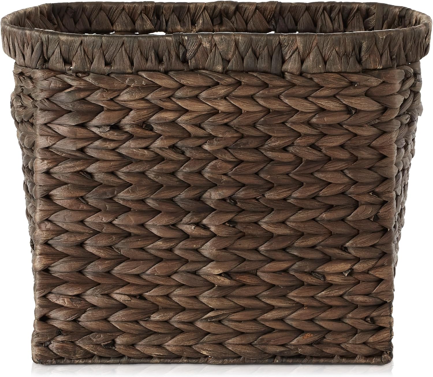 Casafield Woven Magazine Holder with Handles, Espresso Dark Brown - Water Hyacinth Storage Basket for Bathroom, Living