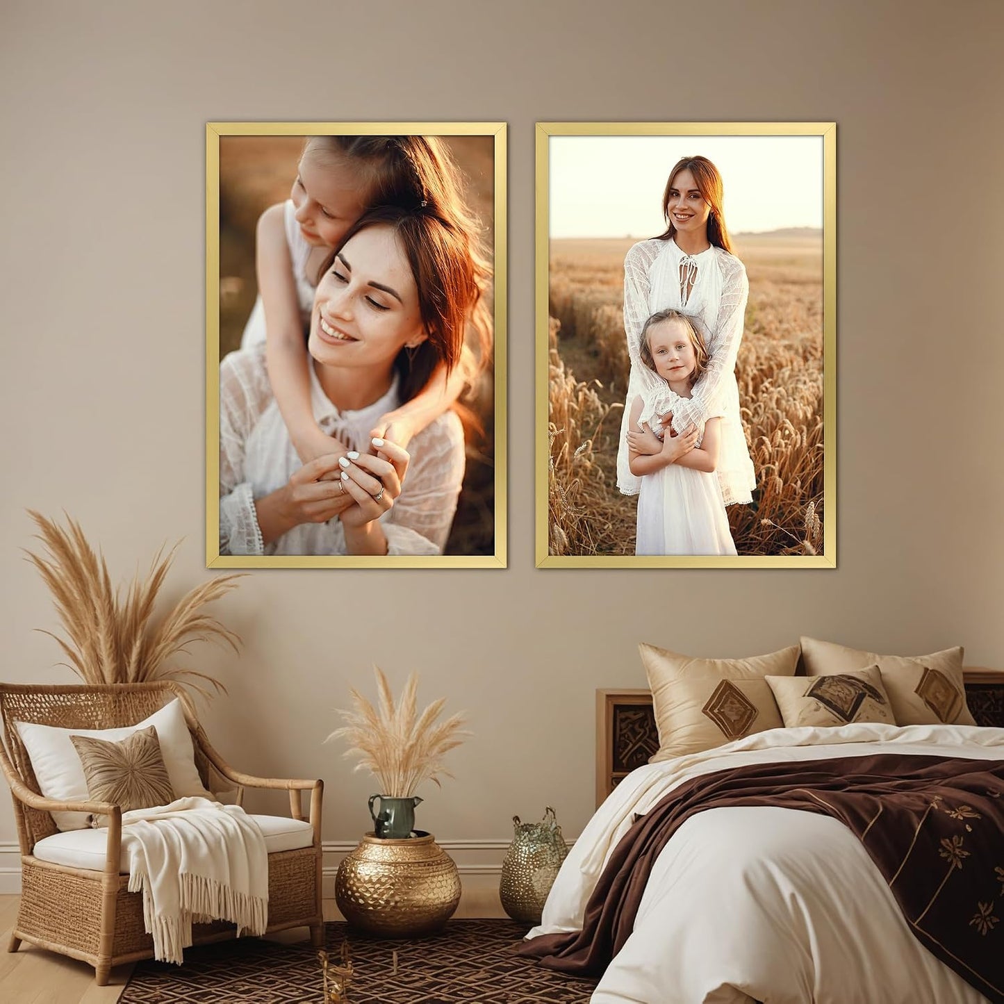Giftgarden 16x24 Picture Frame Gold, Textured Metal Poster Frame 24x16 for Wall Display, Single