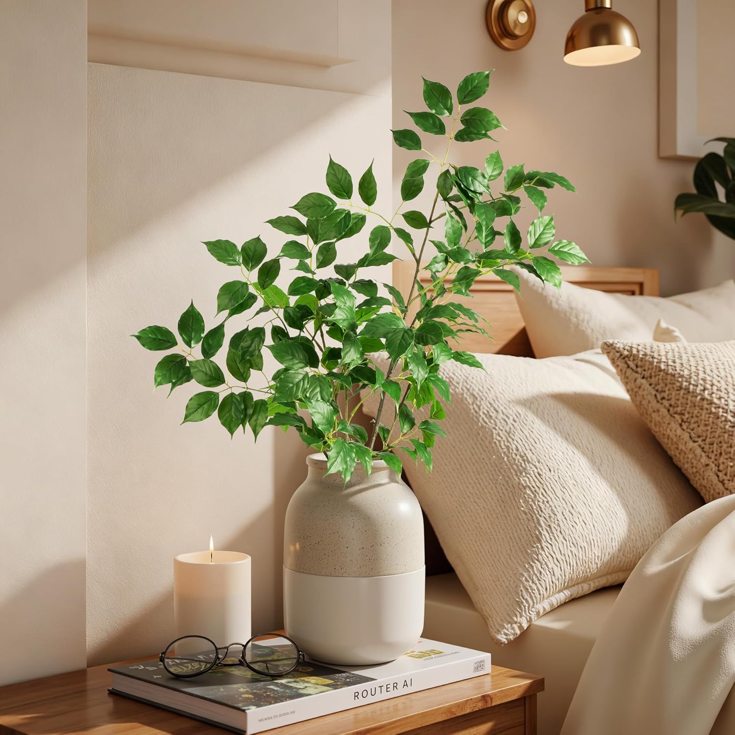 Fake Plants Faux Eucalyptus Stems Artificial Greenery Stems / Green-rsy4 / 31.5 Inch / Set of 4