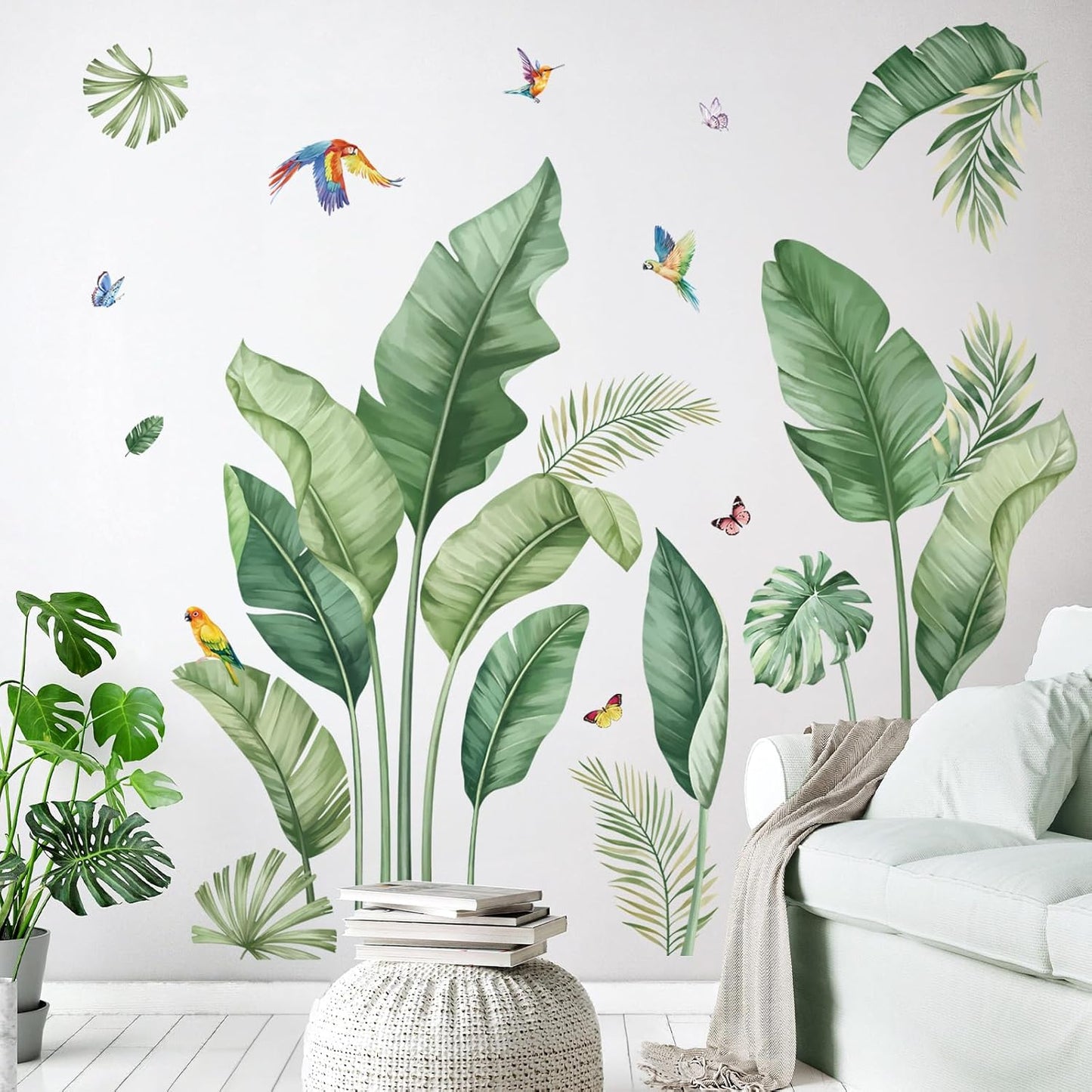 Tropical Palm Leaves Wall Decals / Green