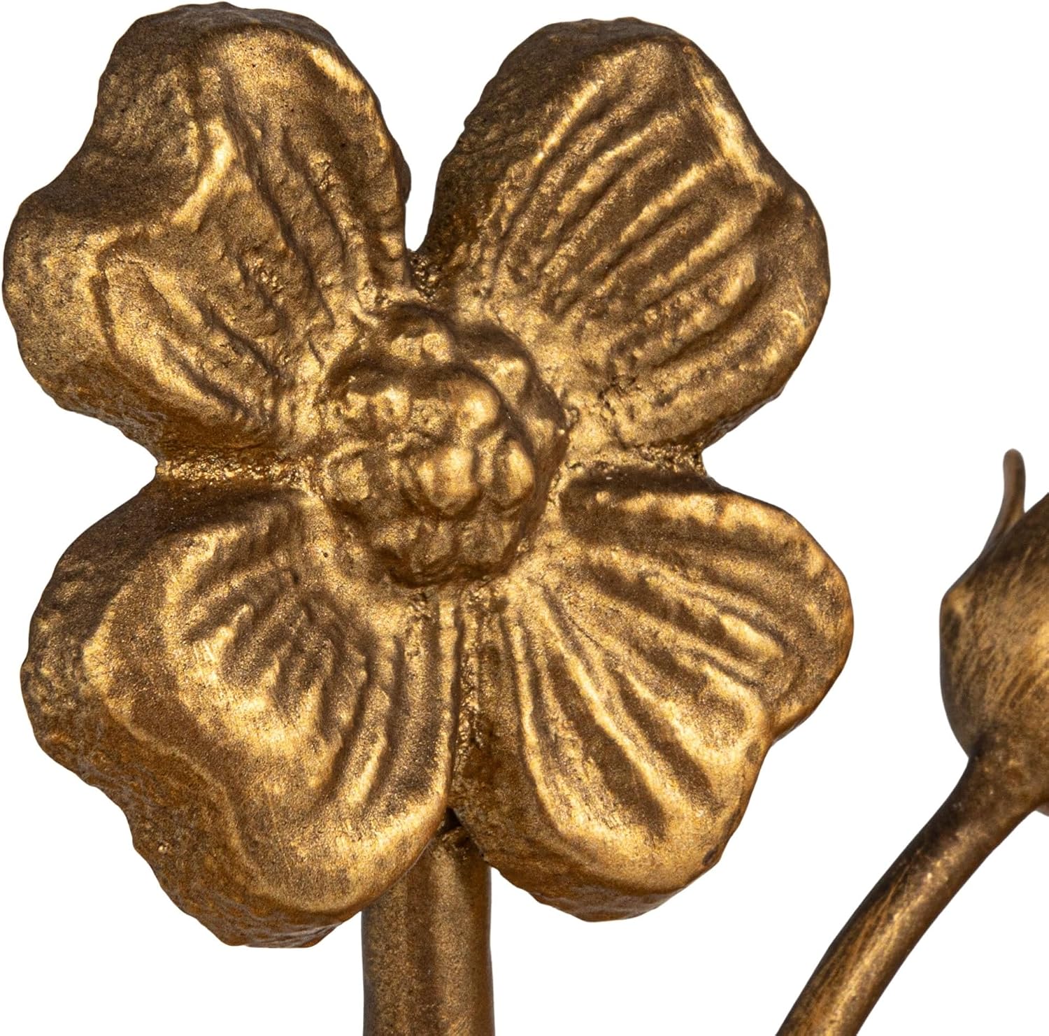 2-Piece Cast Metal Flower Bookends / Gold