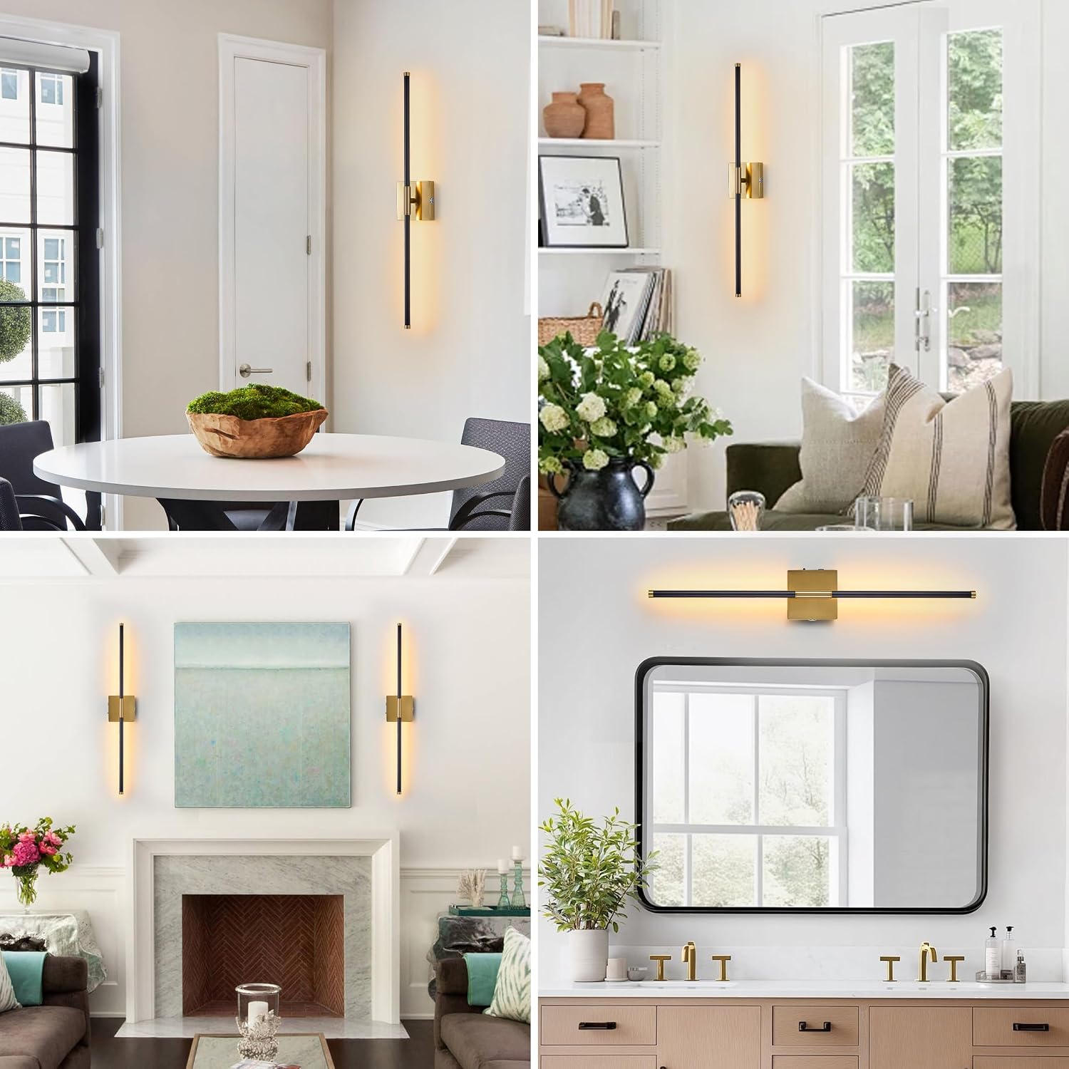 15800 mAh Battery Operated Wall Sconces with Remote Control Dimmable Wall Sconces Set of Two 3000K LED Brass Gold and