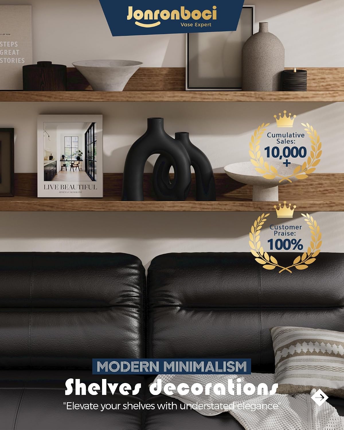 Modern Nordic Minimalist Decorative Vase / Matte Black