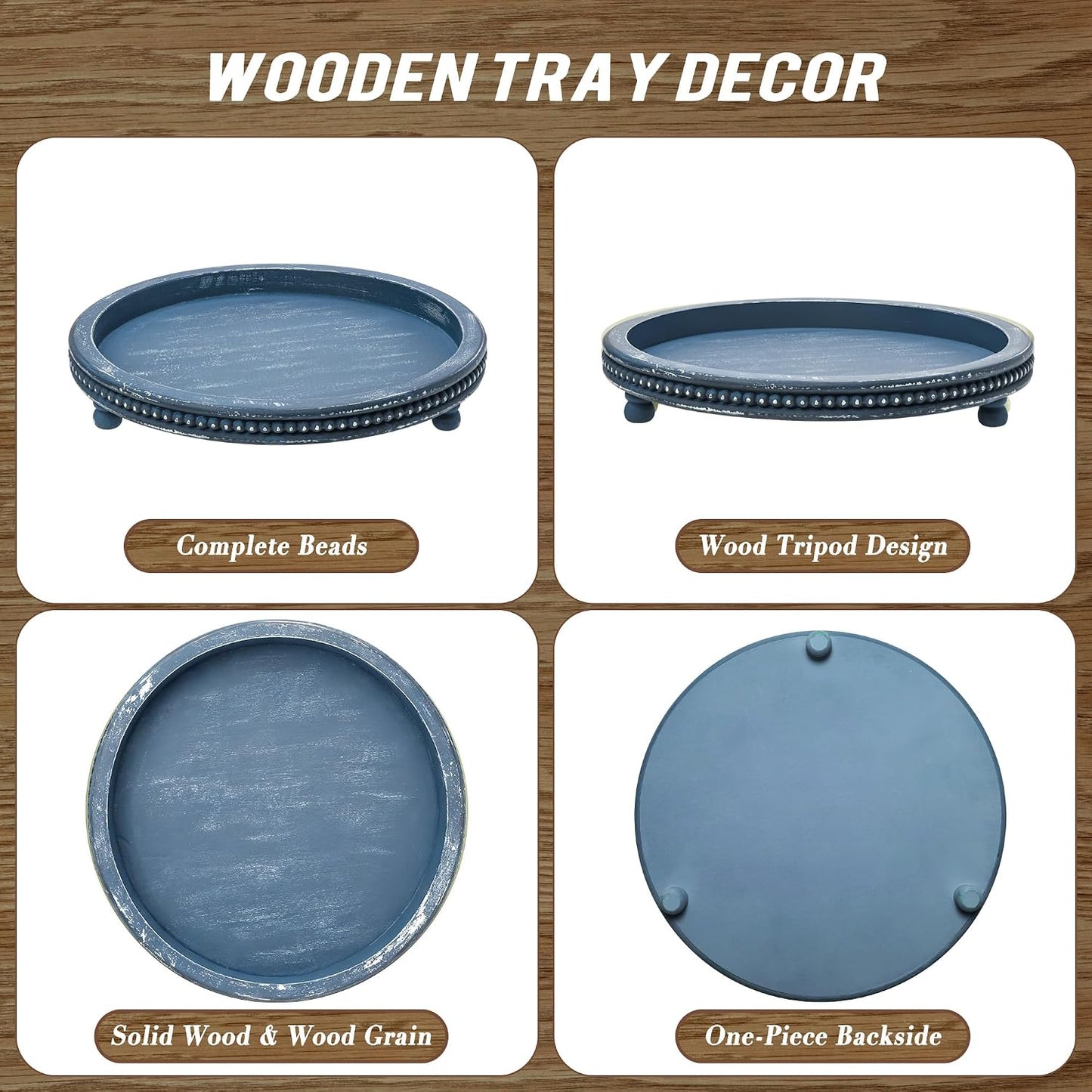Handmade Decorative Tray / Blue / 12 Inch