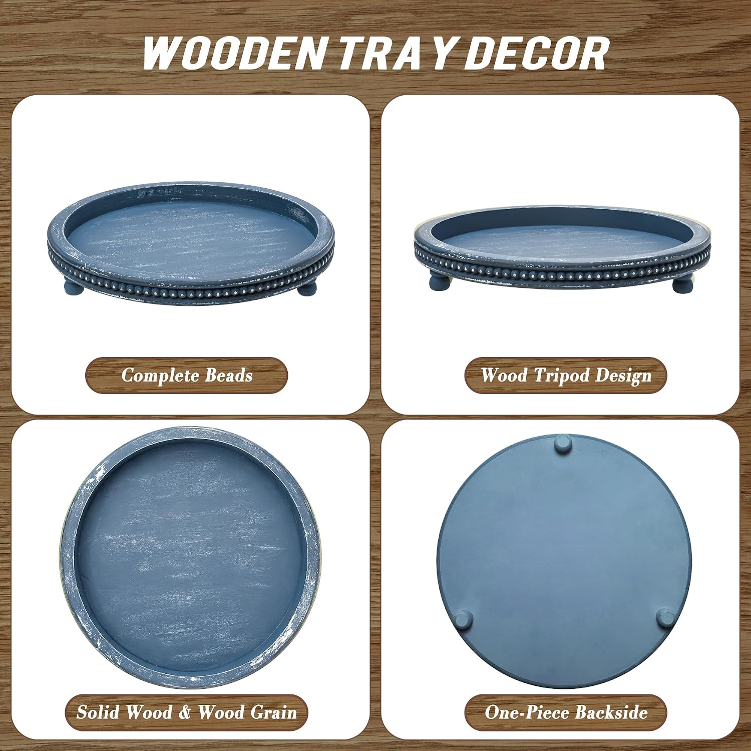 Handmade Decorative Tray / Blue / 12 Inch