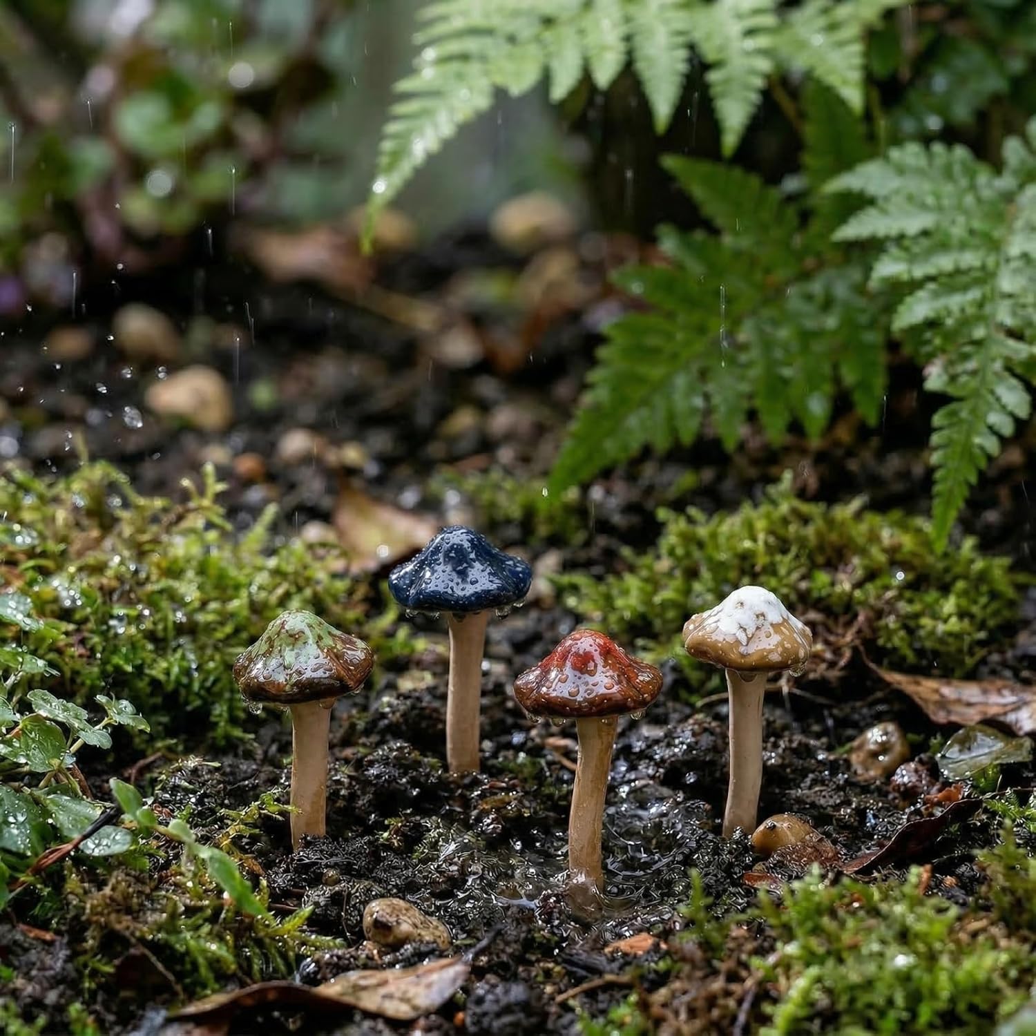 Ceramic Garden Mushrooms / 4.7 Inch / Set of 12
