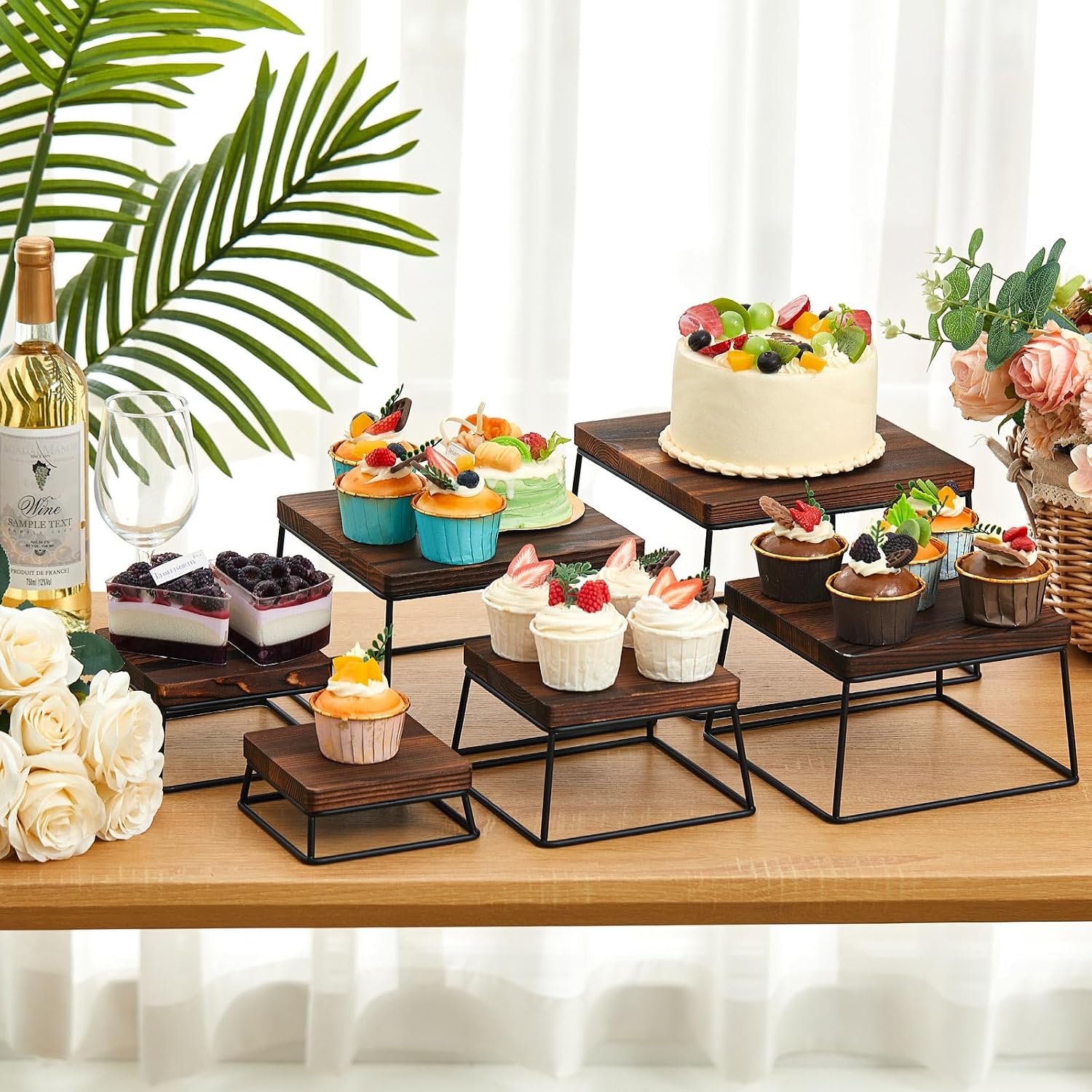 Wood Cupcake Display Stand Rustic Dessert Table Wood Risers Display Stands / Set of 6