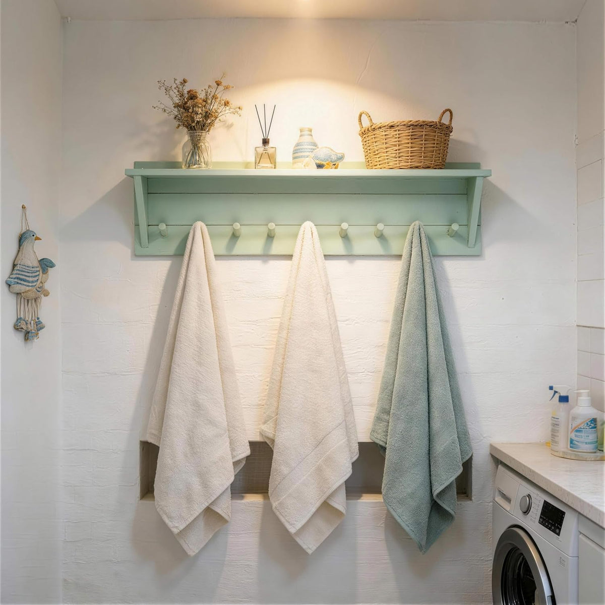 WEBI Coat Rack Wall Mount with Shelf,36" Long Entryway Wall Shelf with Hooks Underneath,9 Peg Hooks for Hanging