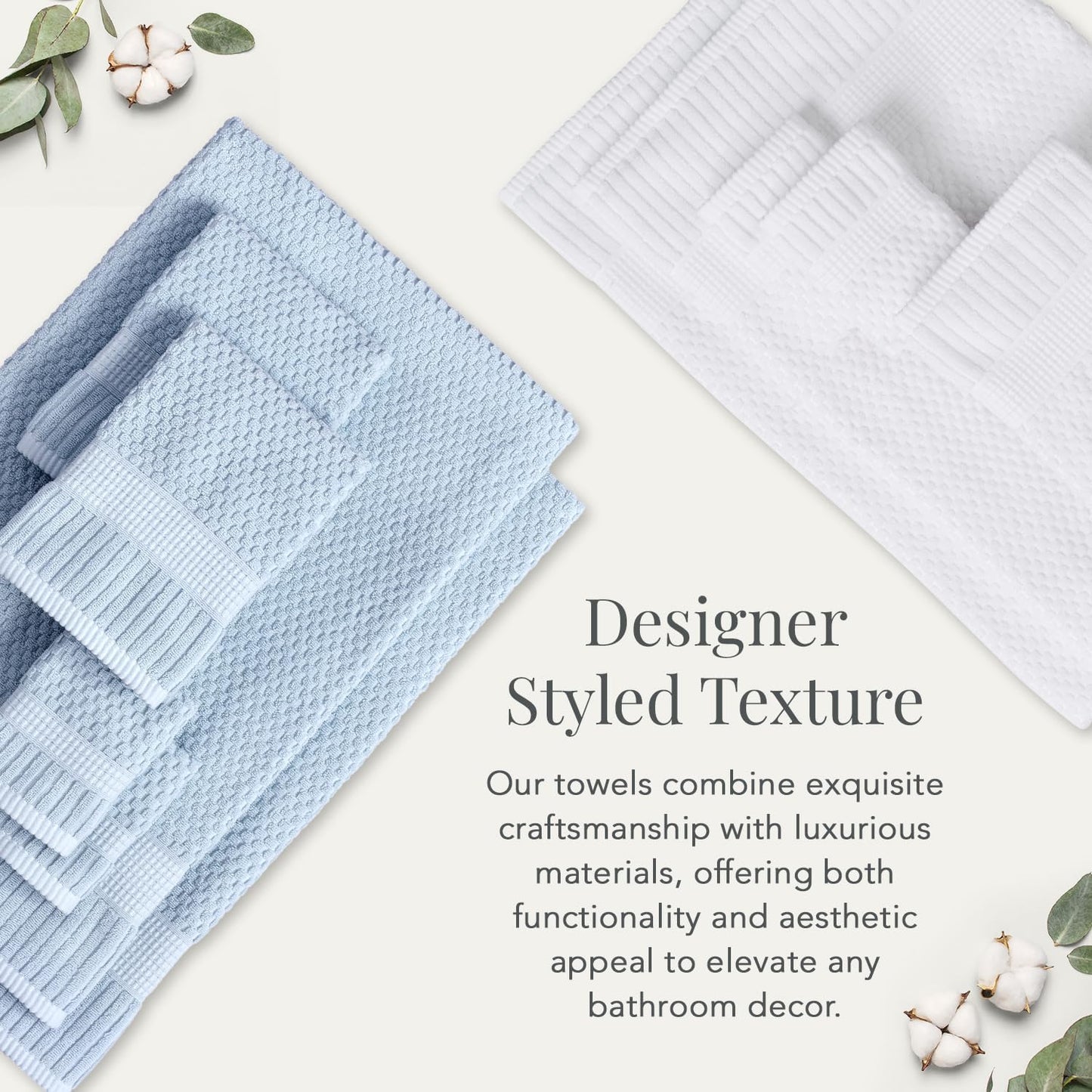NY Loft 100% Cotton 4-Pack Bath Towel Set | Blue | Oeko-TEX | Quick-Dry | Four 30" x 52" Bath Towels | Super Absorbent