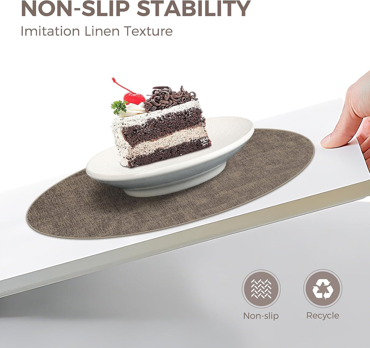 13" Round Placemats Set of 8, Reversible Faux Leather Wipeable Table Mats | 2mm Vinyl Heat Resistant Waterproof