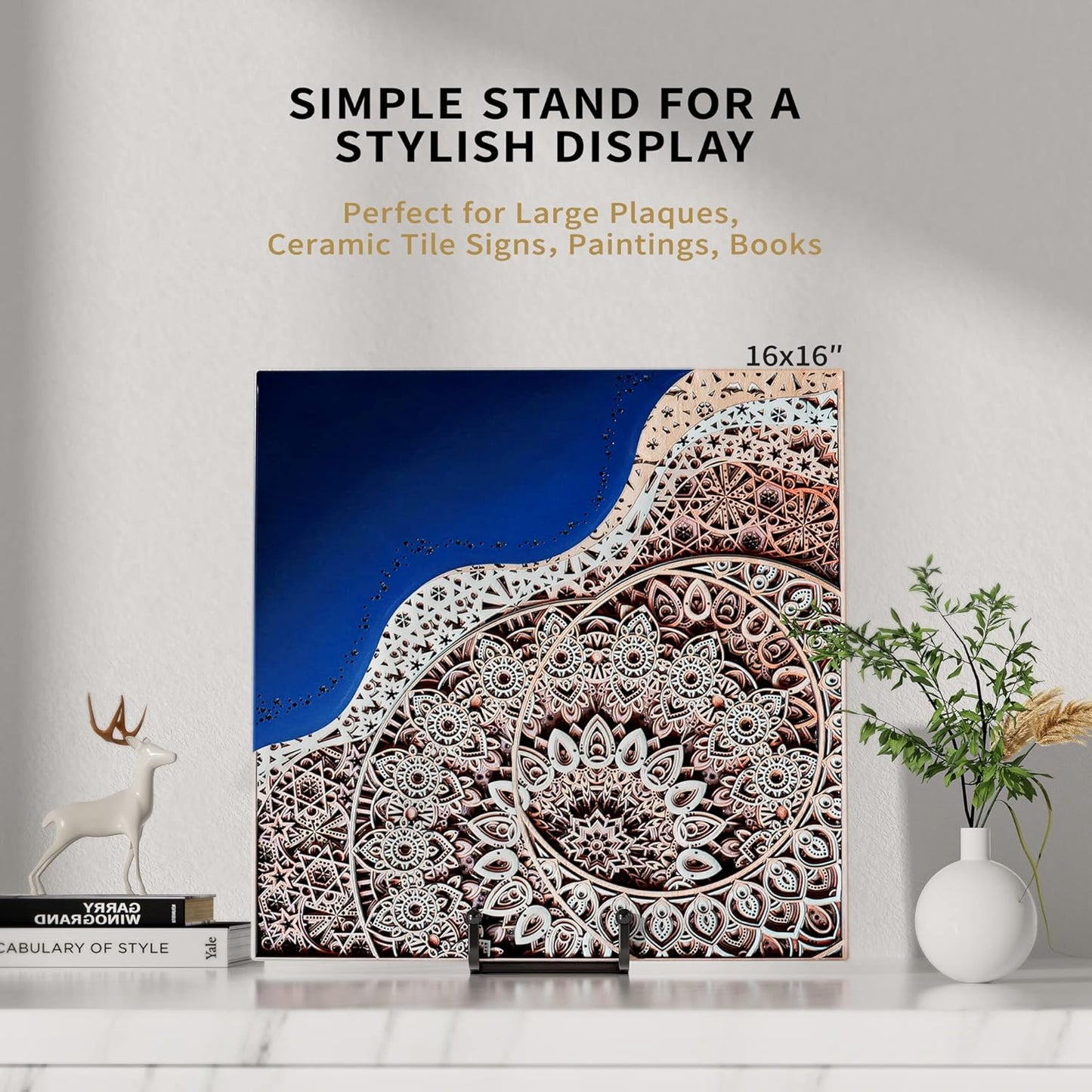 Metal Square Wire Plate Holder Display Stand + Picture Stand / 8 Inch / Set of 4