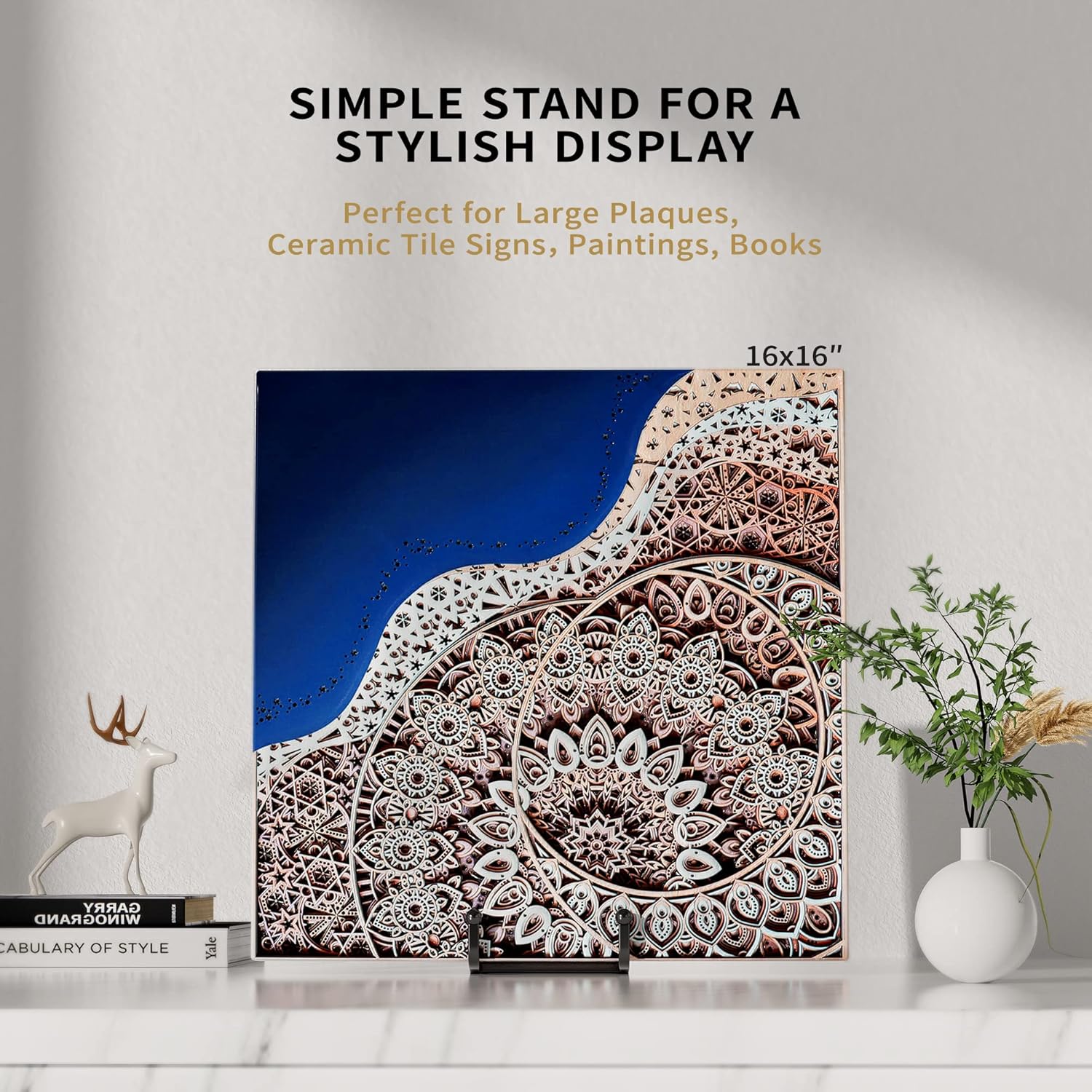 Metal Square Wire Plate Holder Display Stand + Picture Stand / 8 Inch / Set of 4