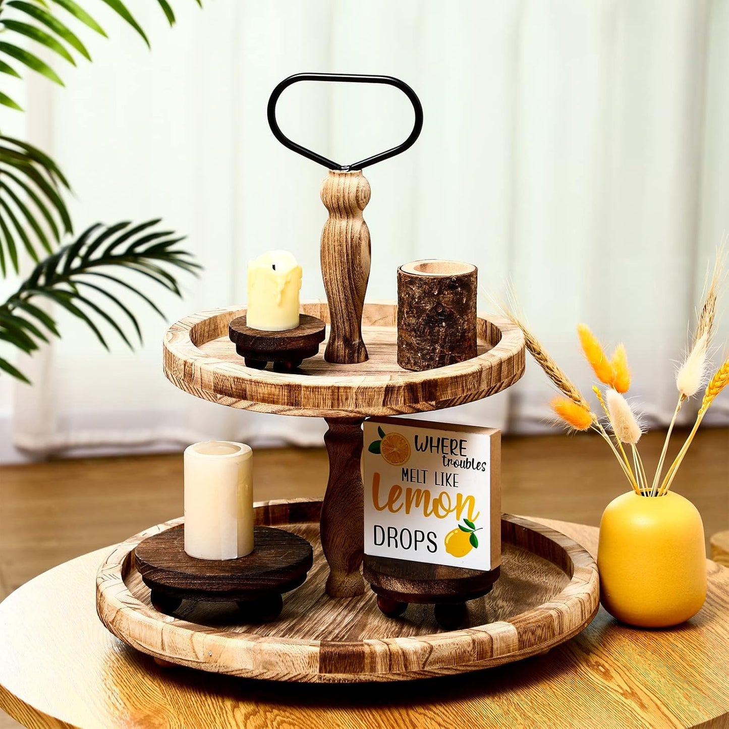 Mini Wooden Risers for Decor Small Round Pedestal Stand / Brown / 5/4/3 Inch / 3 Inch / Set of 3