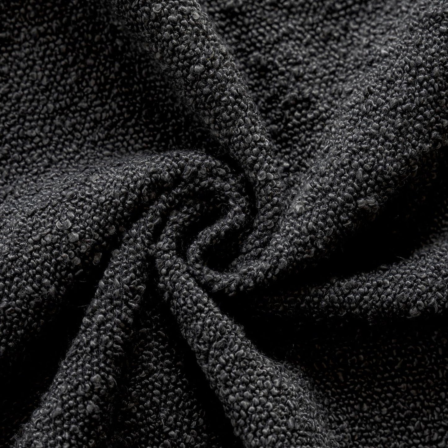 Decorative Textured Boucle Throw Pillow Covers Accent Solid Pillow / 18 x 18 / Black / Set of 2