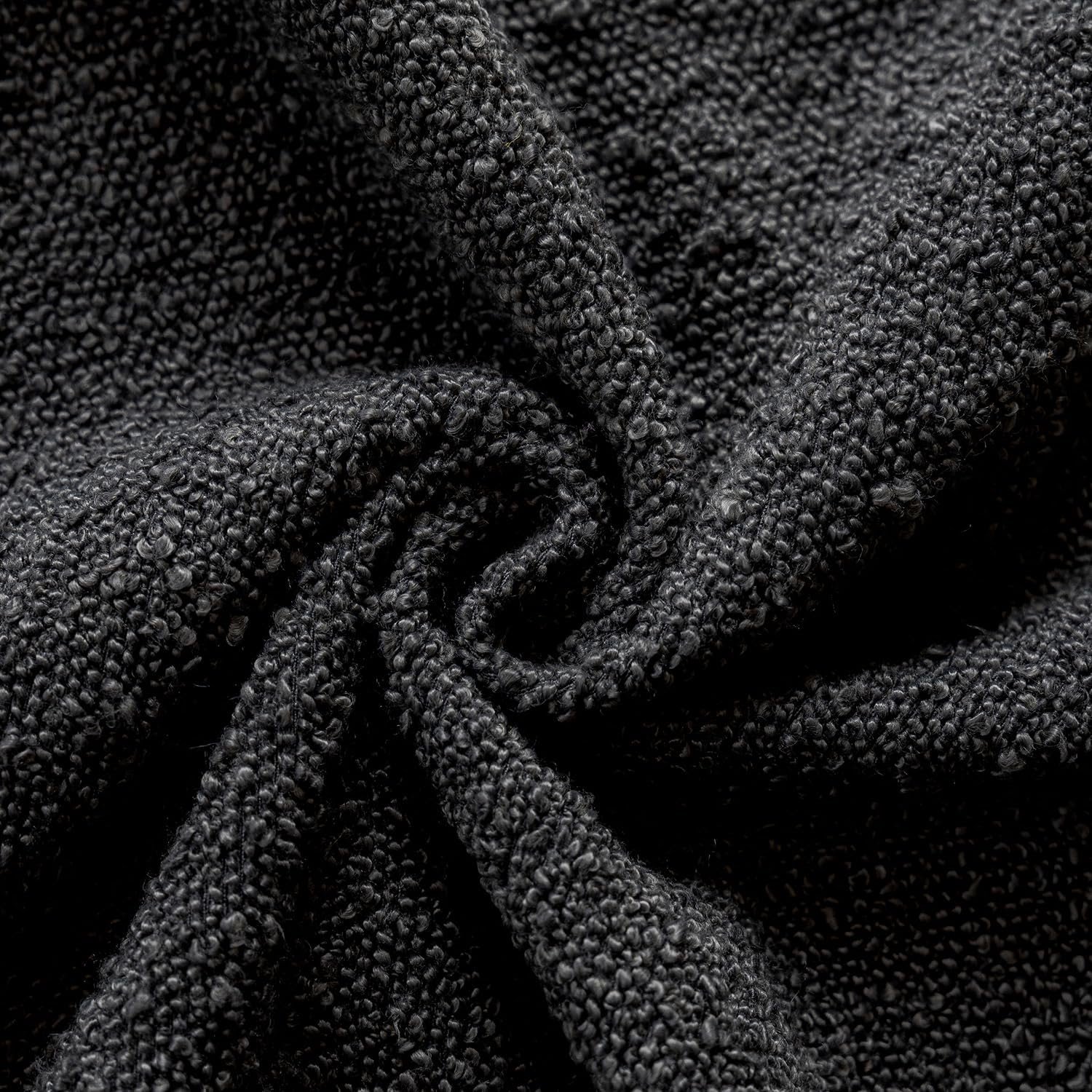 Decorative Textured Boucle Throw Pillow Covers Accent Solid Pillow / 18 x 18 / Black / Set of 2