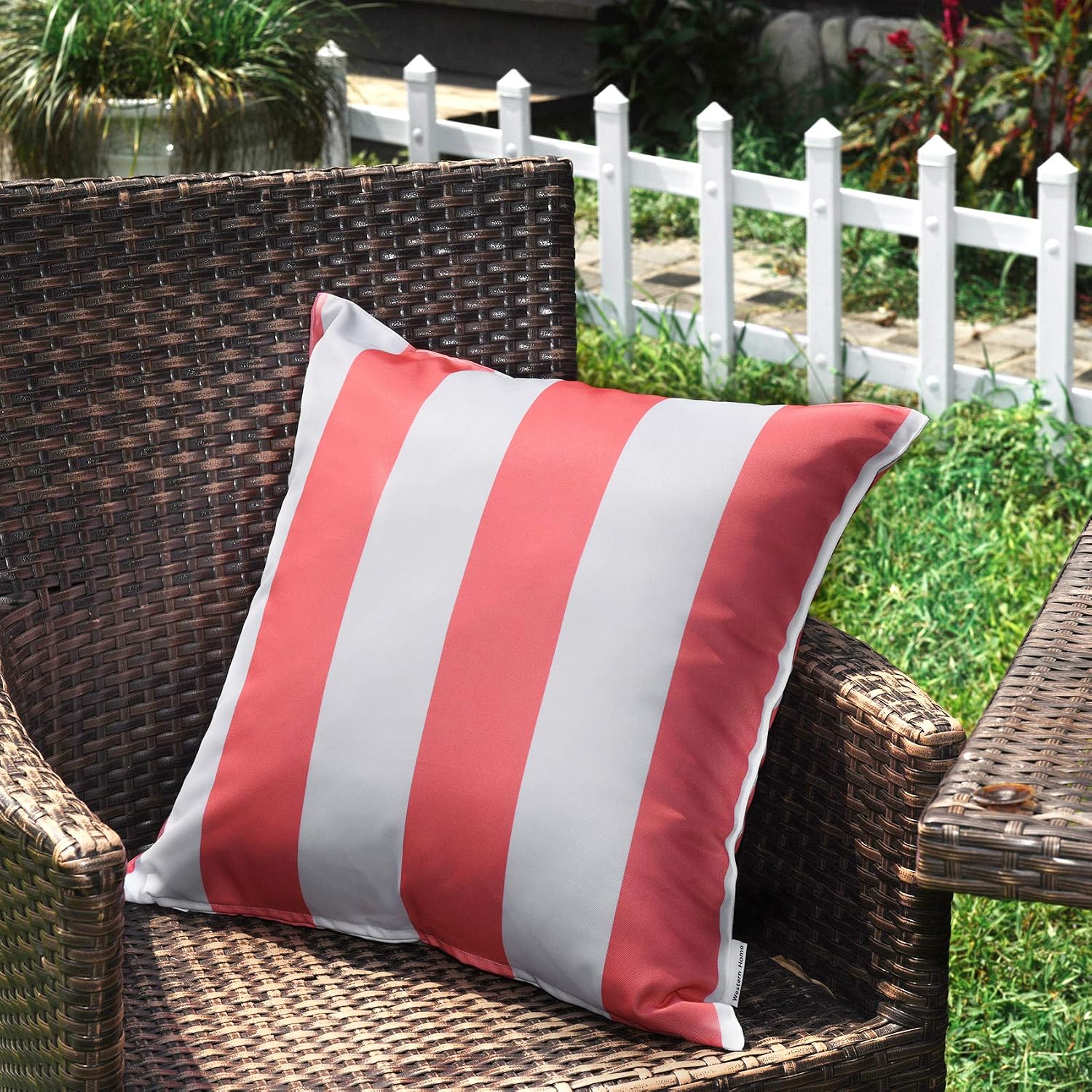Western Home Decorative Outdoor Solid Waterproof Striped Throw Pillow / Pink / 18 x 18 / Set of 2