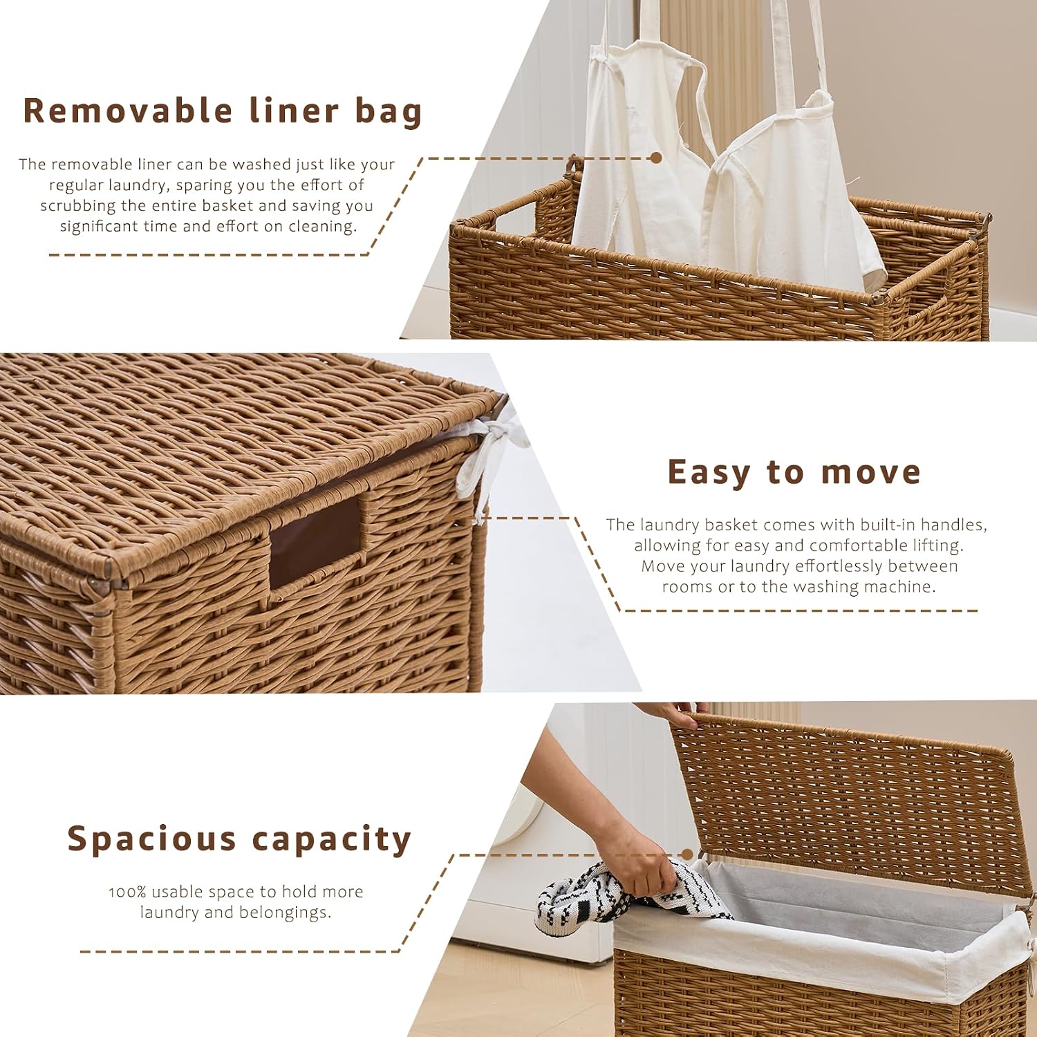 Handwoven Rattan Basket / Rattan with Lid / 55L
