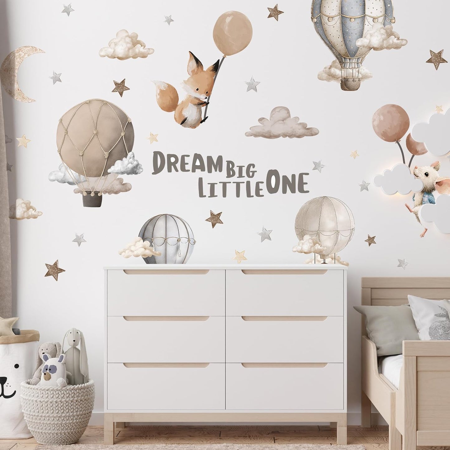 Dreamy Hot Air Balloon and Star Wall Decals / Dream Big Little One
