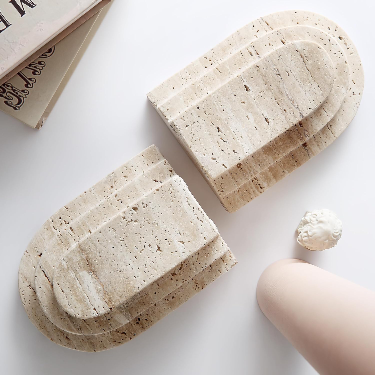 Travertine Book Ends / Natural