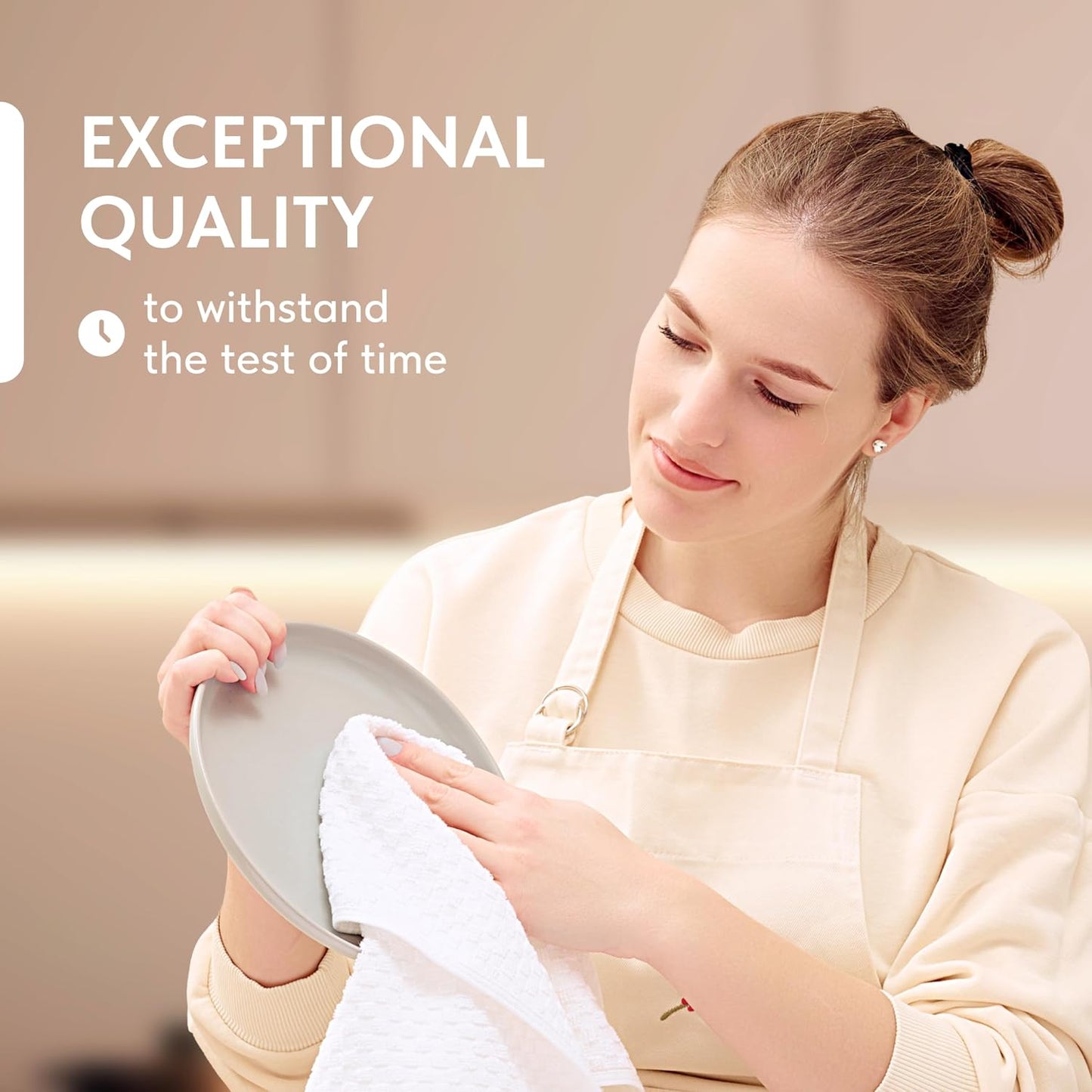 Super Absorbent Kitchen Towels 12 Pack - Premium 100% Cotton Kitchen Towels, 450GSM Thick Machine Washable White Dish
