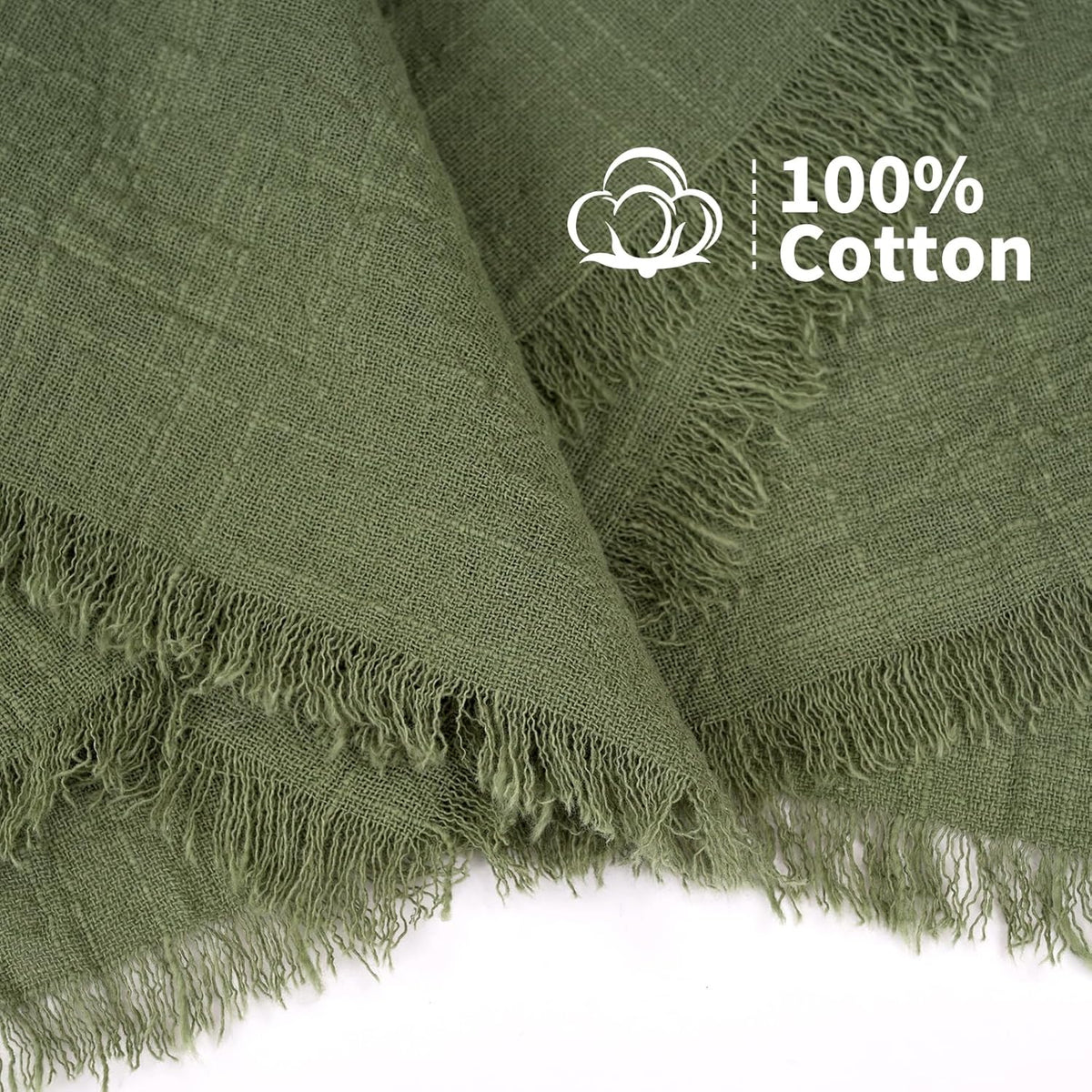 Showgeous 30 Pack Olive Green Cloth Napkins with Fringe, 16x16 inch | 100% Cotton Green Napkins Handmade Dinner Napkins