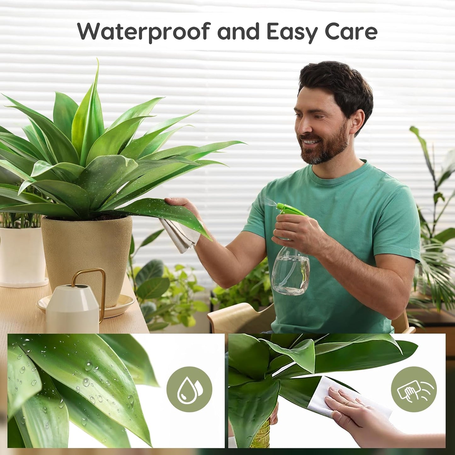 Artificial Agave Plants Outdoor Set / Green*2 / 28 Inches