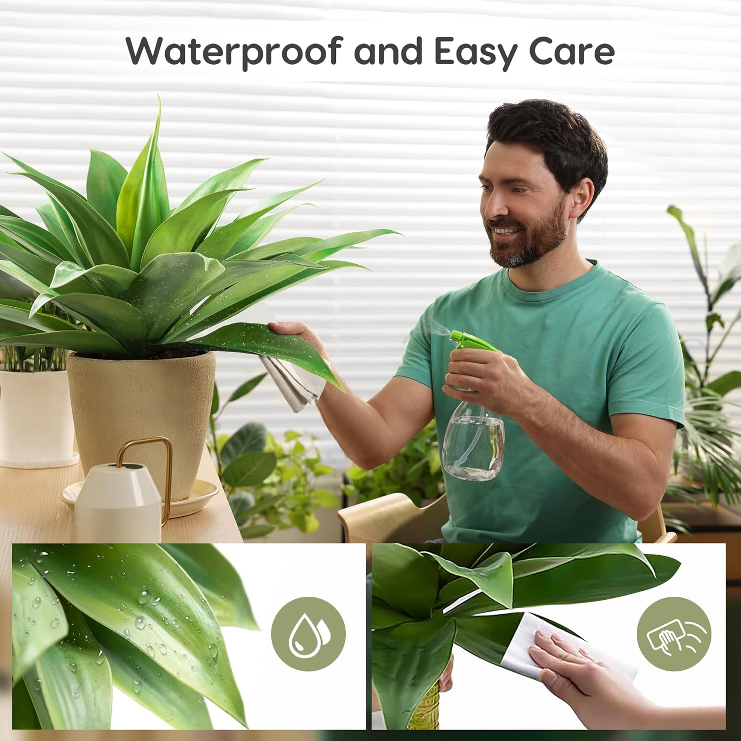 Artificial Agave Plants Outdoor Set / Green*2 / 28 Inches