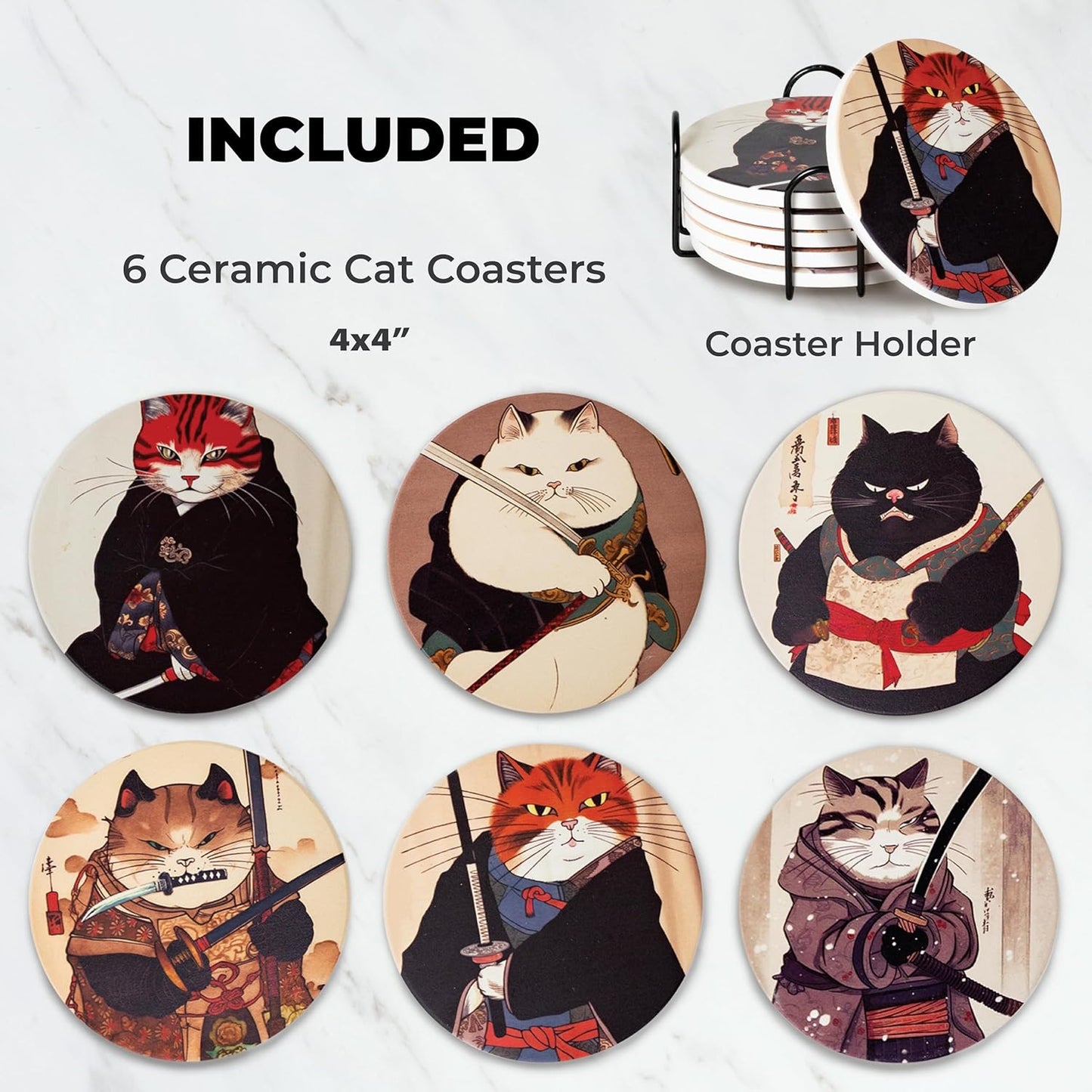 Holder / Anime Cat Decor / Set of 6