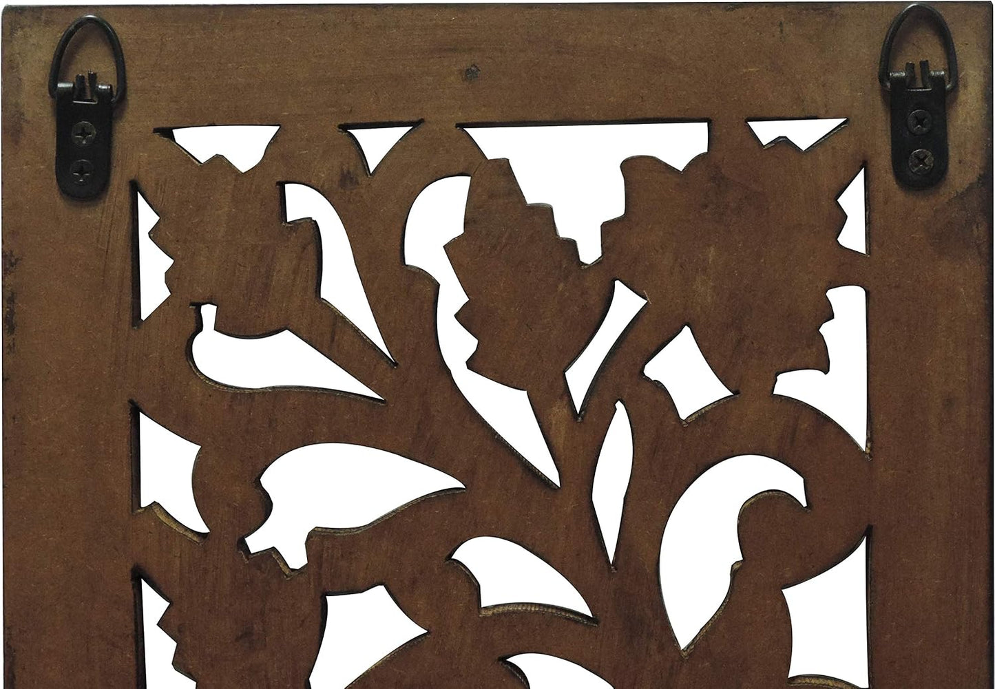 Benjara Hand Crafted Mango Wood Wall Panel / 12"L x 1"W / Brown