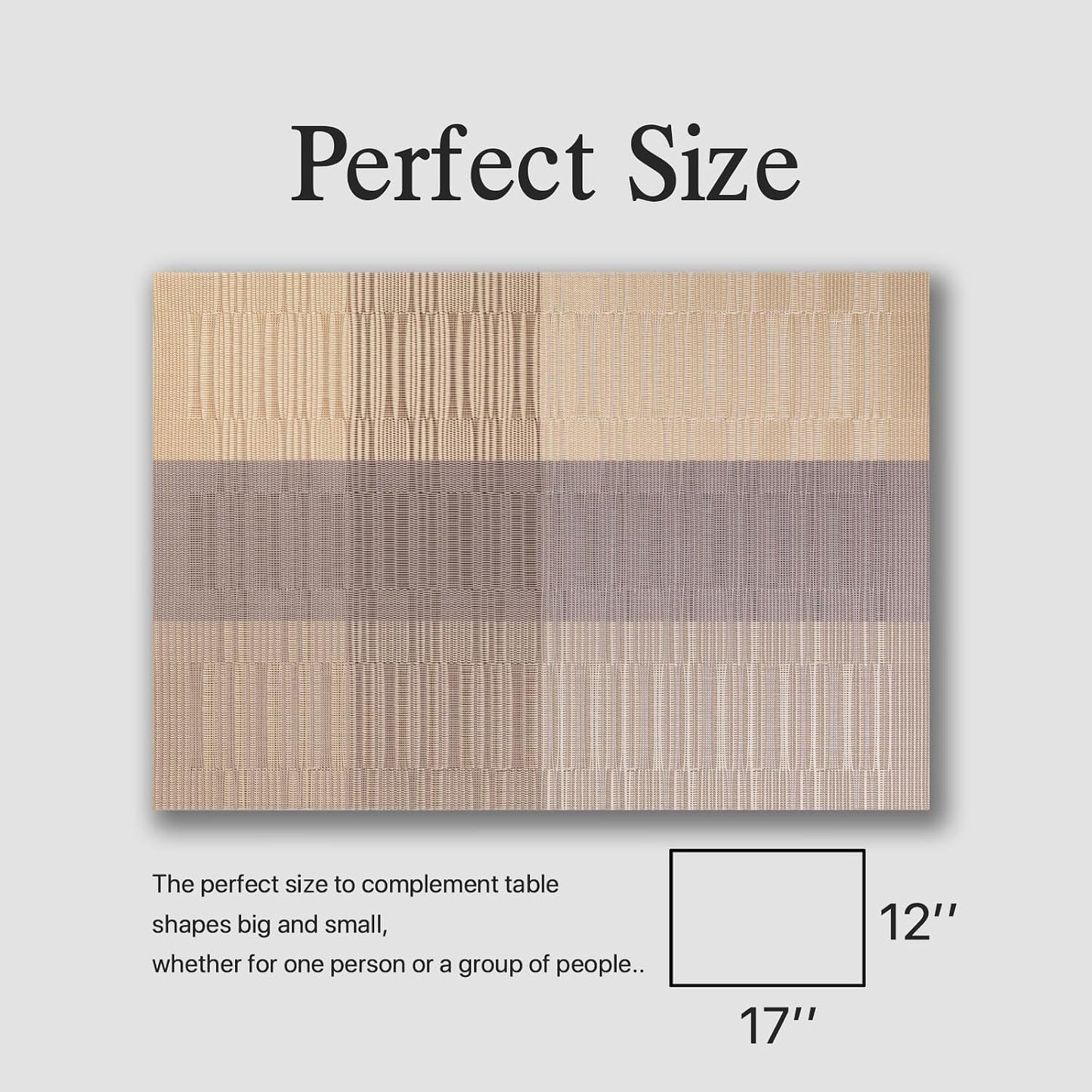 Placemats Set of 12 - Easy Clean Woven Vinyl Placemats for Dining Table, Indoor/Outdoor Place Mats, Washable PVC Table