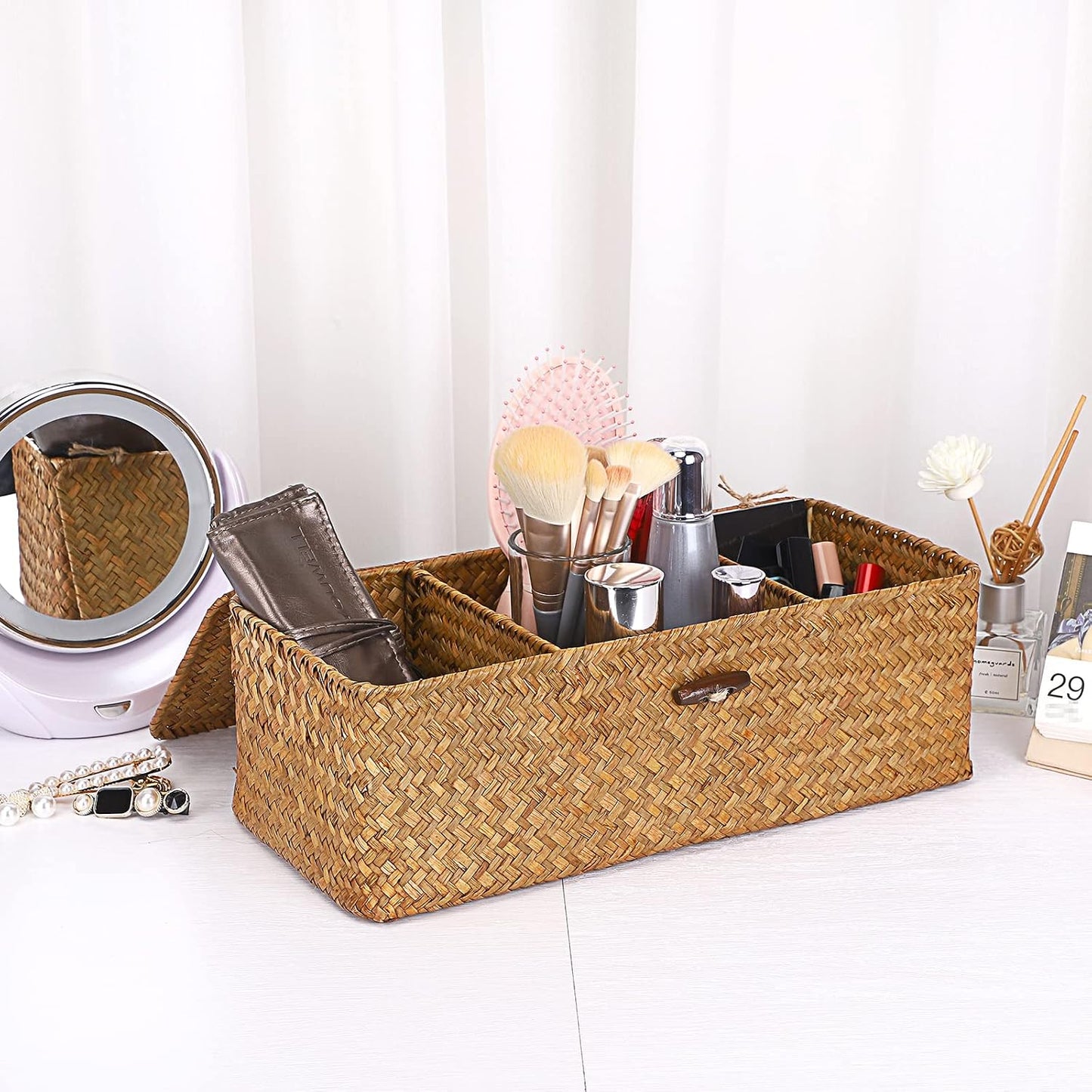 Seagrass Storage Basket Bin / Medium / Caramel