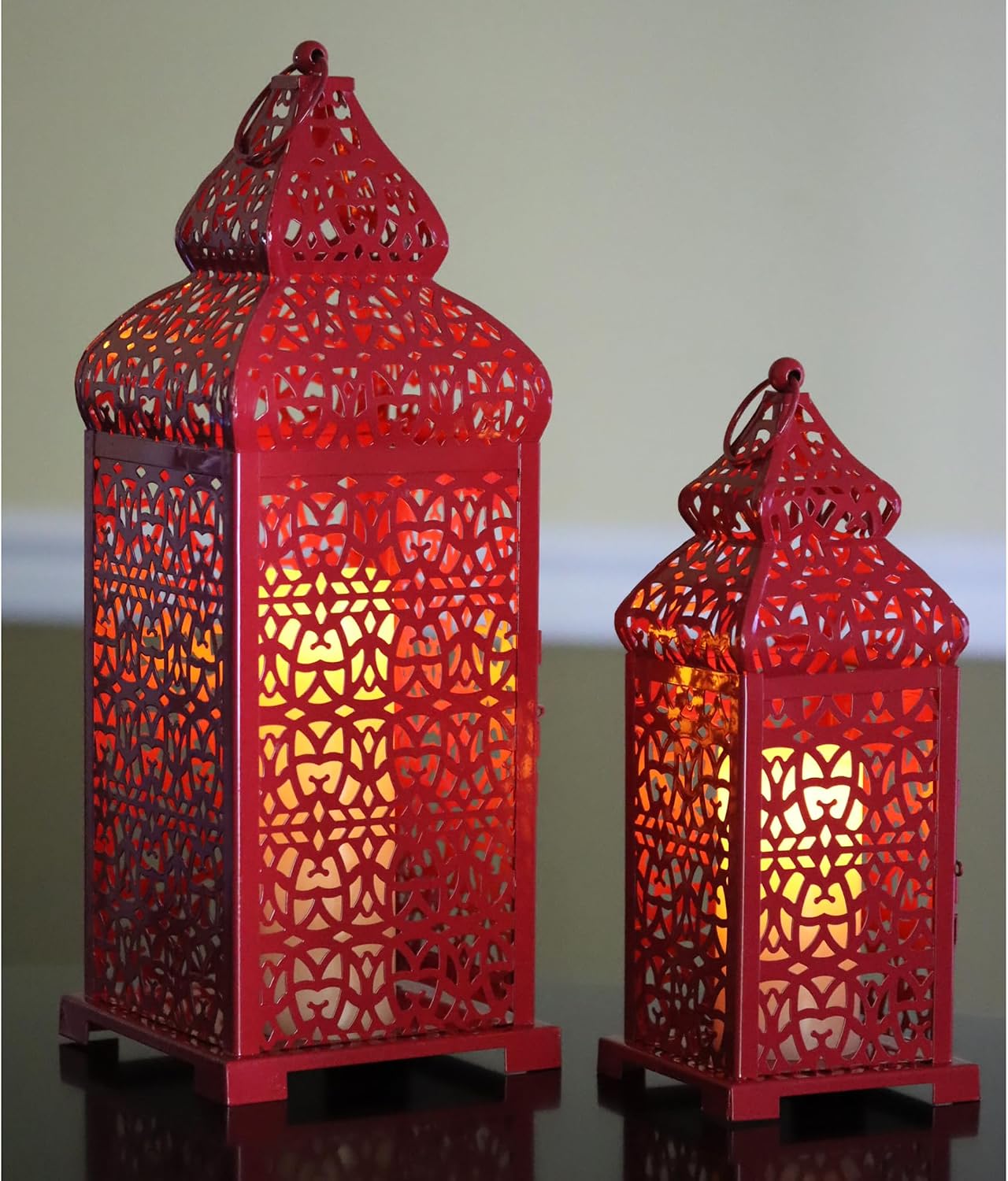 VELA LANTERNS Large Temple Moroccan Lantern Lamp Decorative Candle Holders for Ramadan Decorations, Hanging, Outdoor