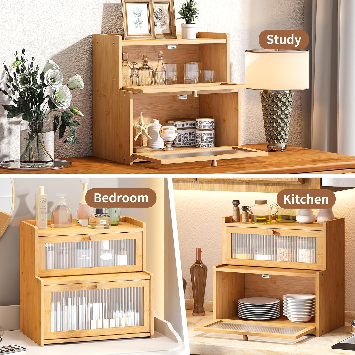 Bread Box for Kitchen Countertop Double Layer Large Corner Bread Box Capacity Bread Storage Bin Farmhouse Breadbox